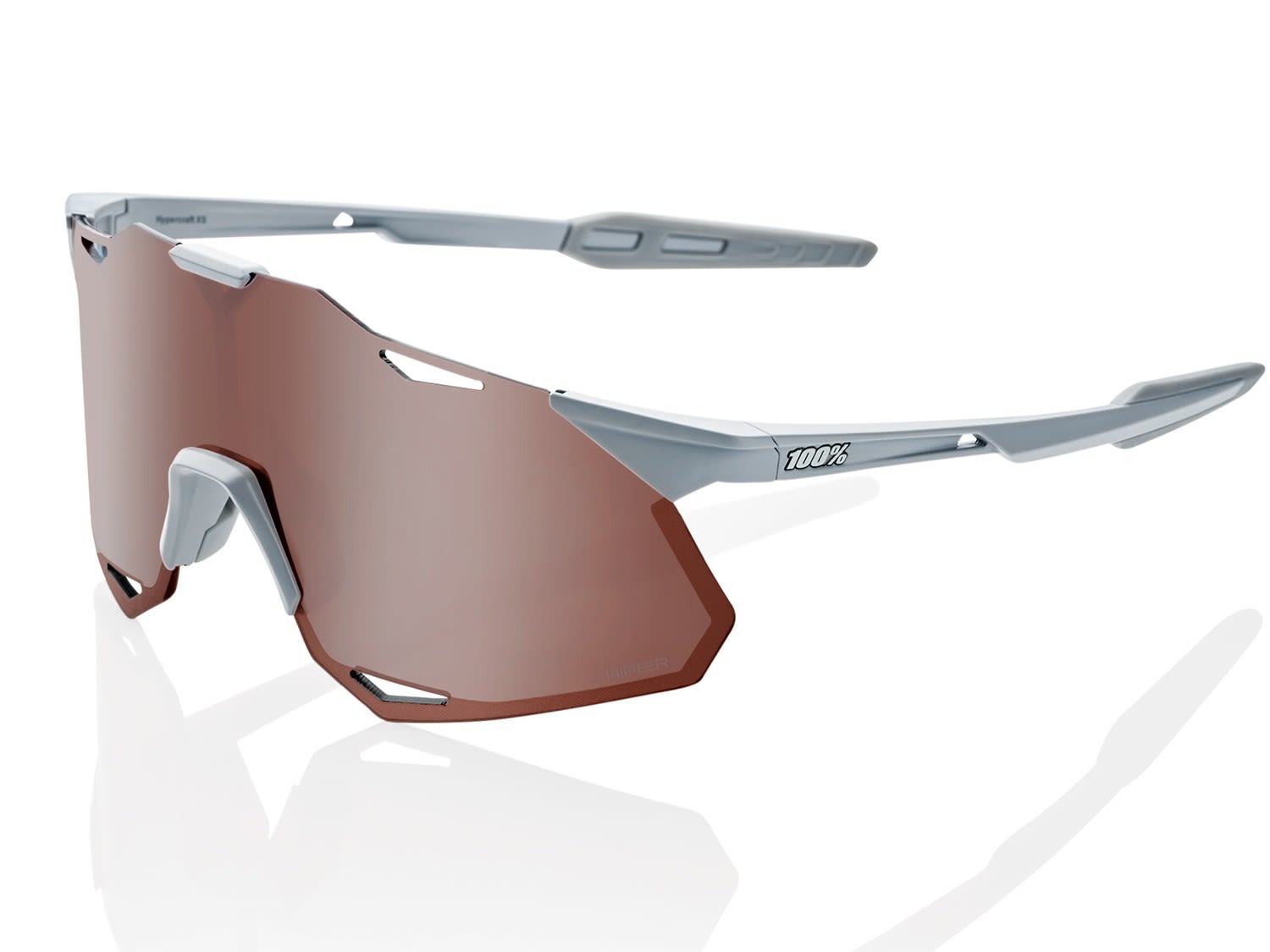 100- Hypercraft XS Hiper Lens Grau- Fahrradbrillen- Grsse One Size - Farbe Matte Stone Grey - HiPER Crimson Silver Mirror