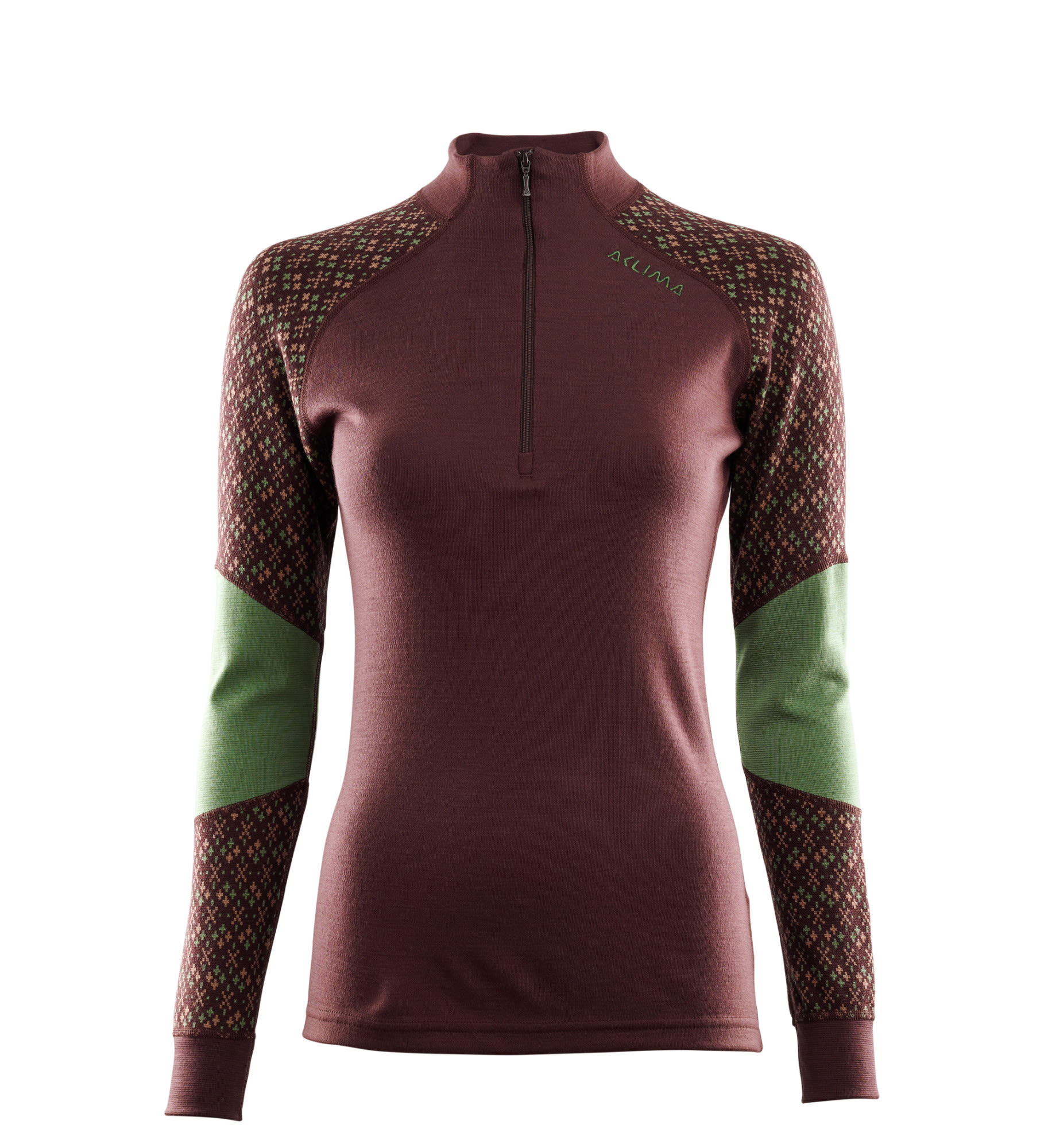 Aclima Designwool Glitre Mock Neck Zip Rot- Female Merino Pullover- Grsse XS - Farbe Furu unter Aclima