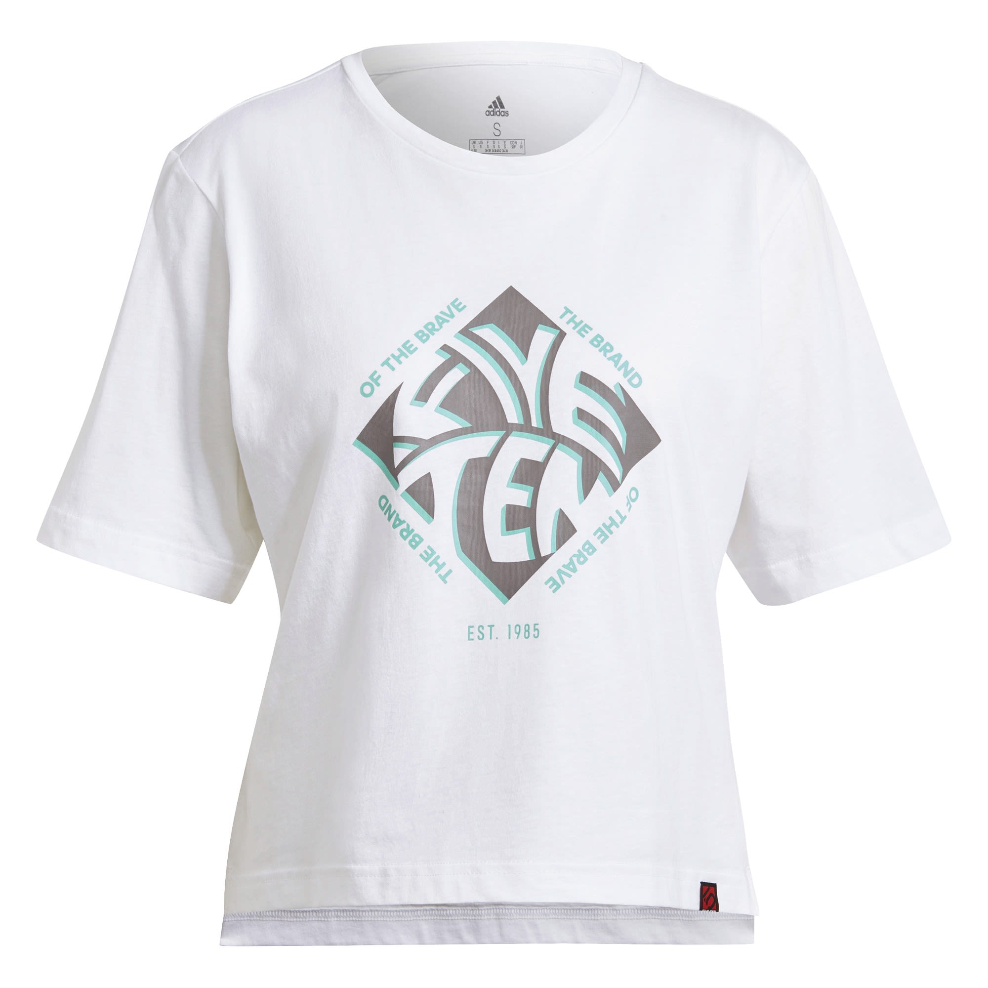 adidas Five Ten Cropped Graphic Tee Weiss- Female T-Shirts- Grsse XS - Farbe White