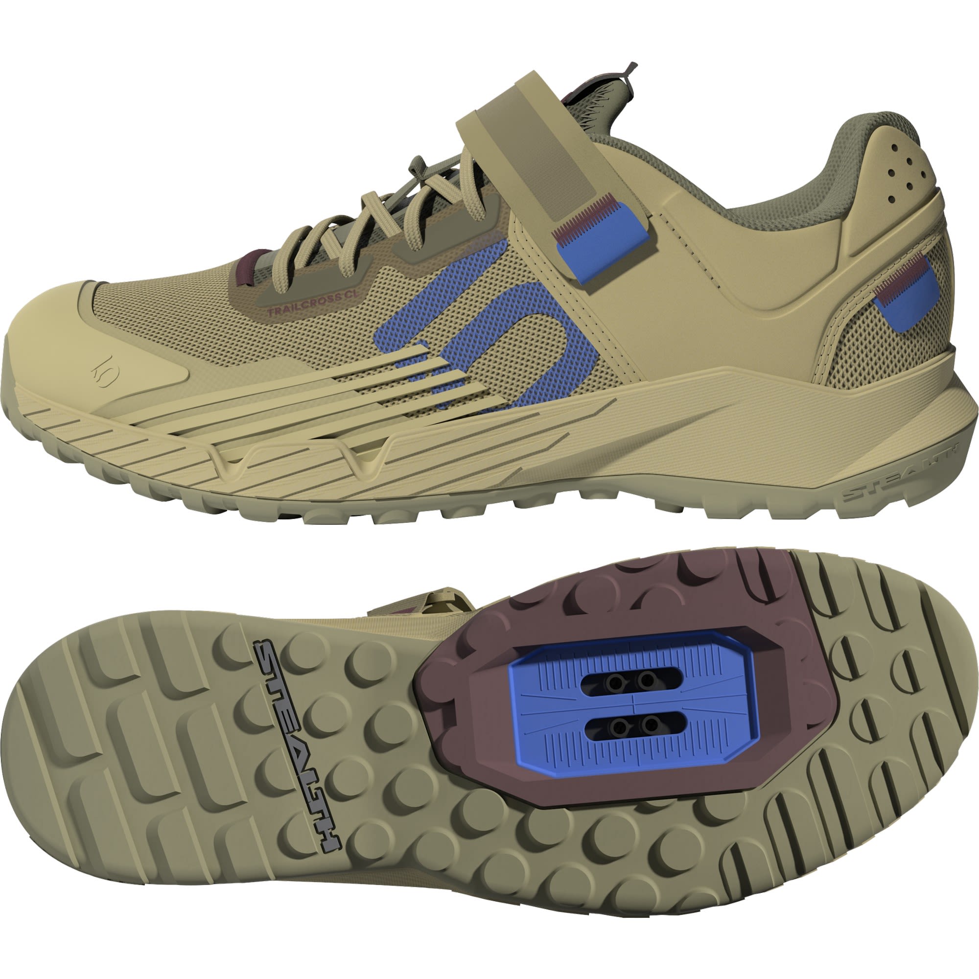 adidas Five Ten Trailcross Clip-IN Beige- Male All-Mountain-Trekking- Grsse EU 39-5 - Farbe Beige Tone - Blue Rush - Orbit Green