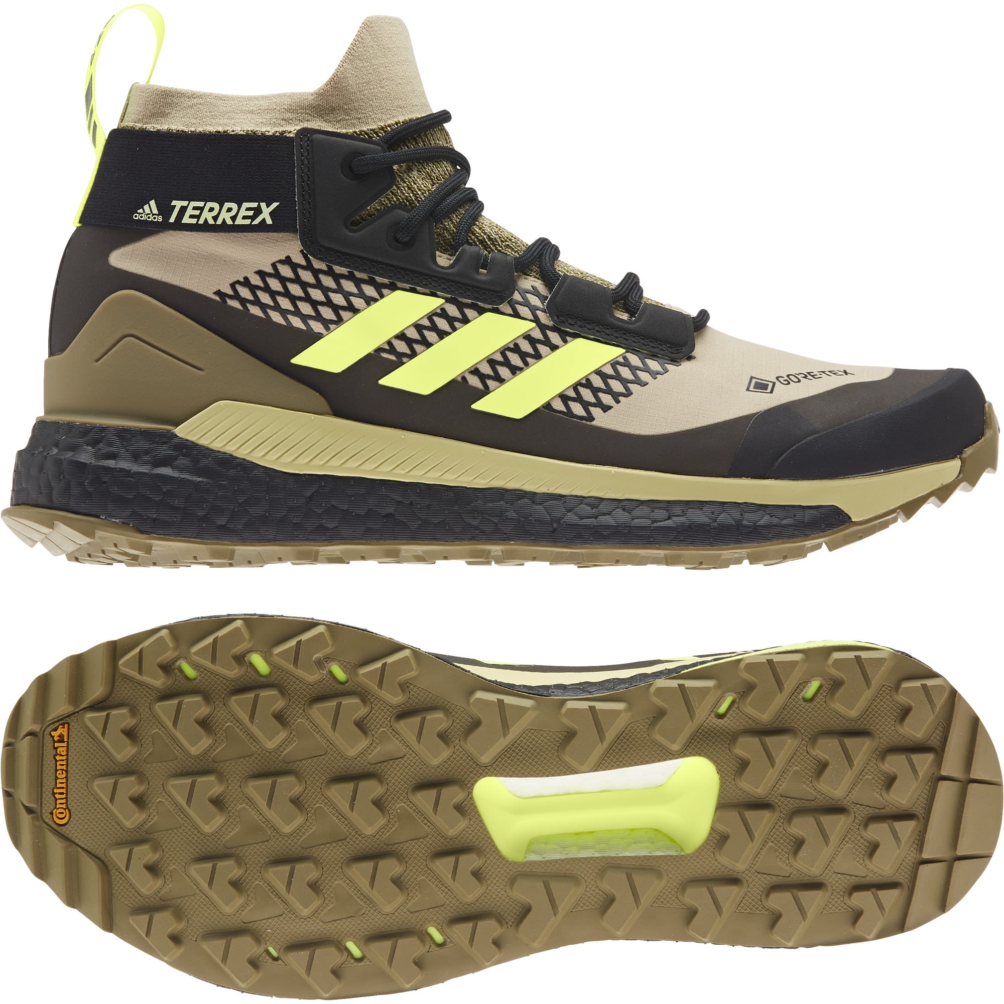 adidas Terrex Free Hiker Gtx(R)(R) Beige- Male Gore-Tex(R) Hiking- und Approach-Schuhe- Grsse EU 41 1-3 - Farbe Savannah - Hi-Res Yellow - Core Black