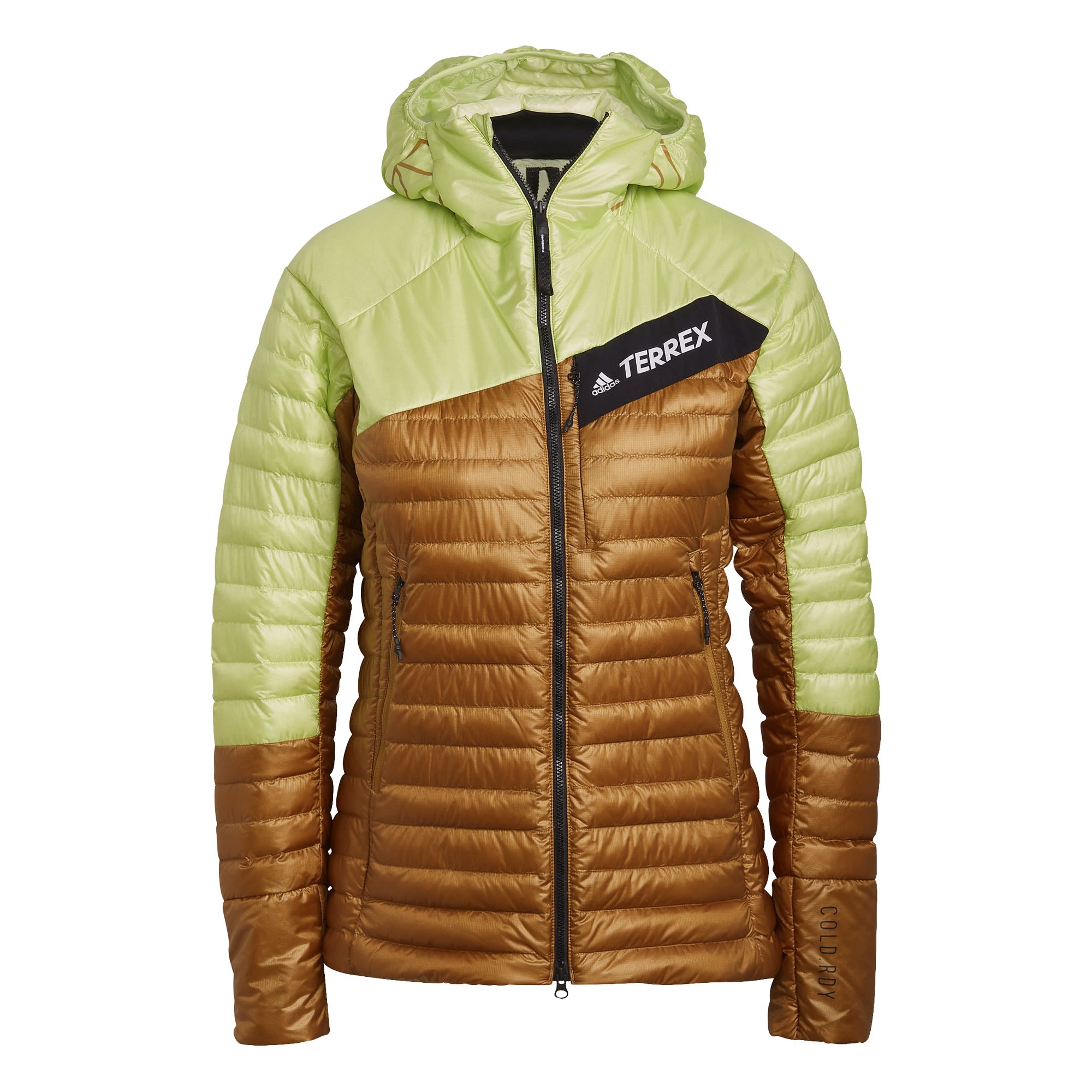 adidas Terrex Techrock Yearround Down Hooded Jacket Braun- Female Daunen Isolationsjacken- Grsse L - Farbe Mesa - Pulse Lime