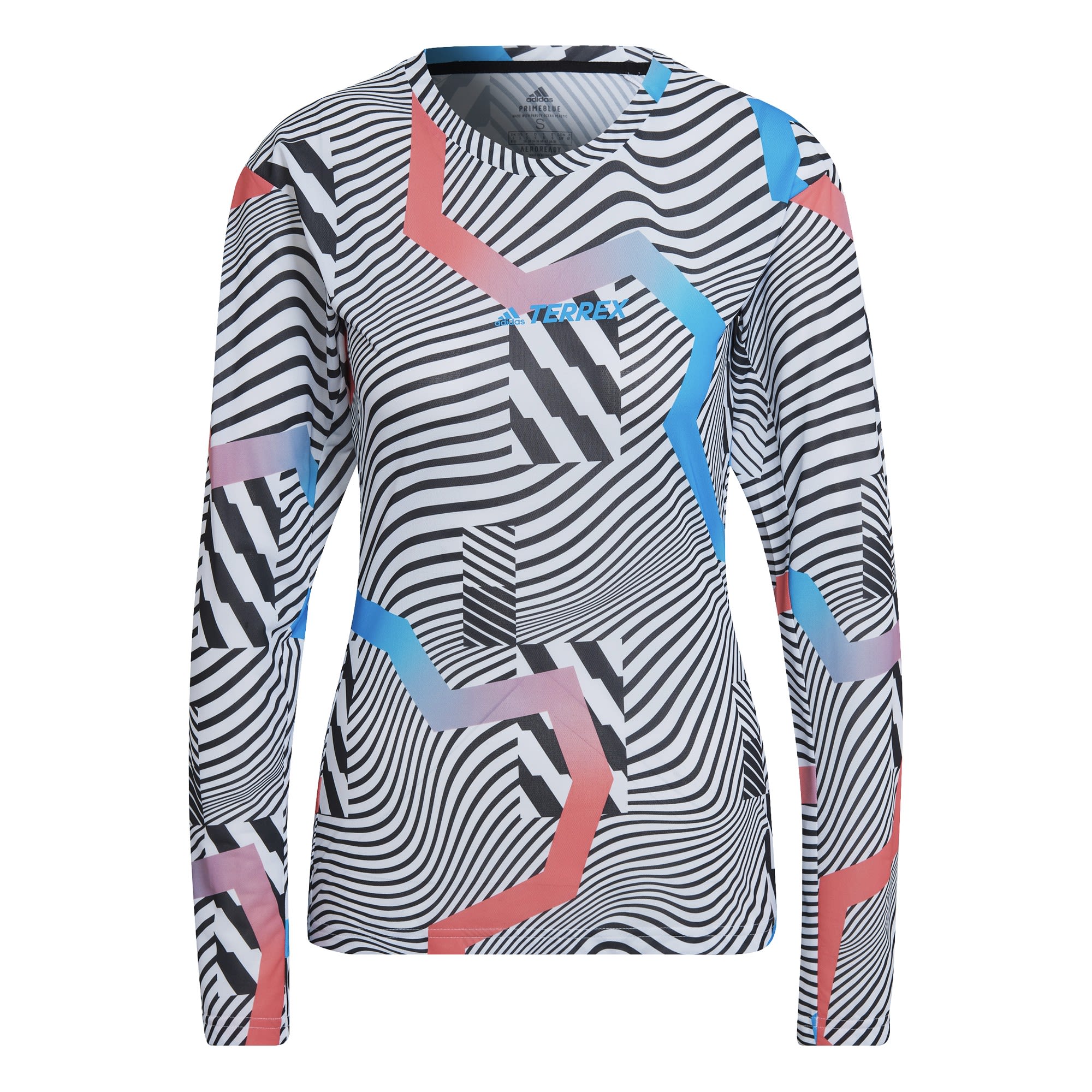 adidas Terrex Trail Long-Sleeve GFX Bunt - Weiss- Female Langarm-Shirts- Grsse S - Farbe Black - White