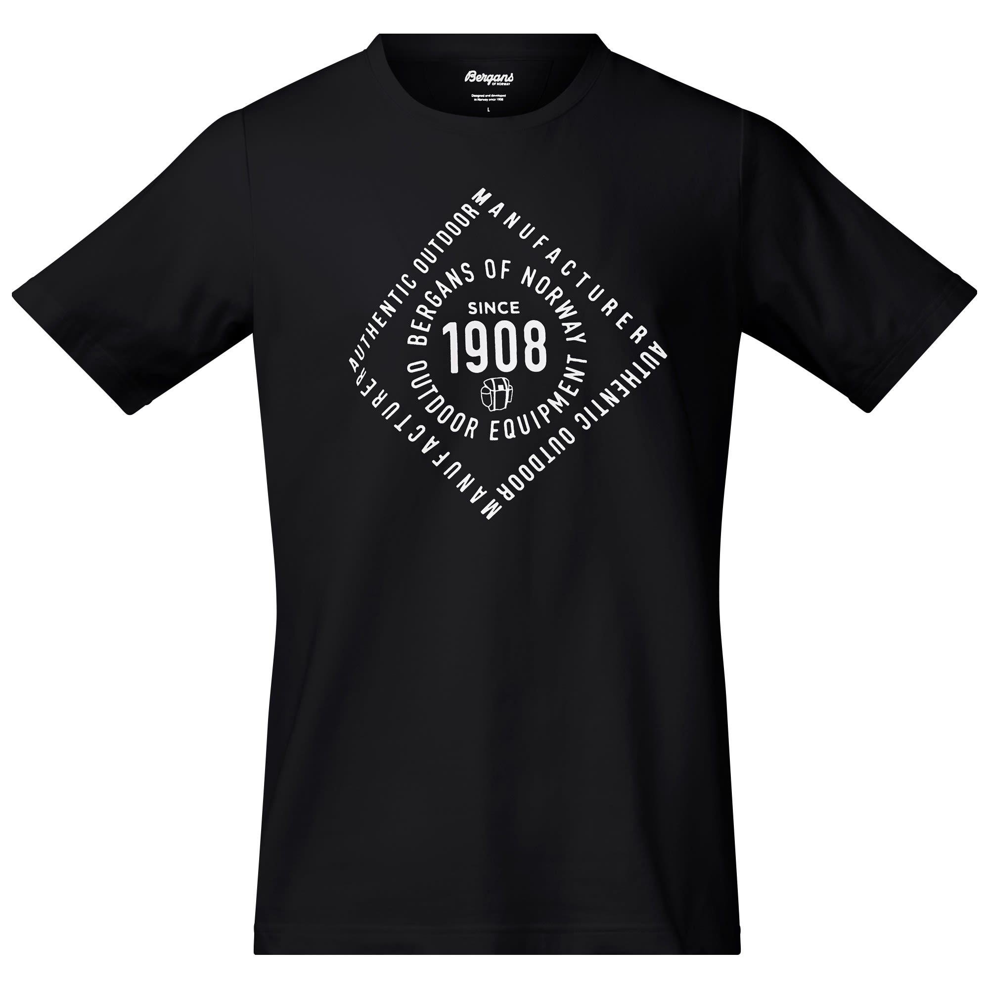 Bergans 1908 Tee Schwarz- Male Kurzarm-Shirts- Grsse S - Farbe Black - White