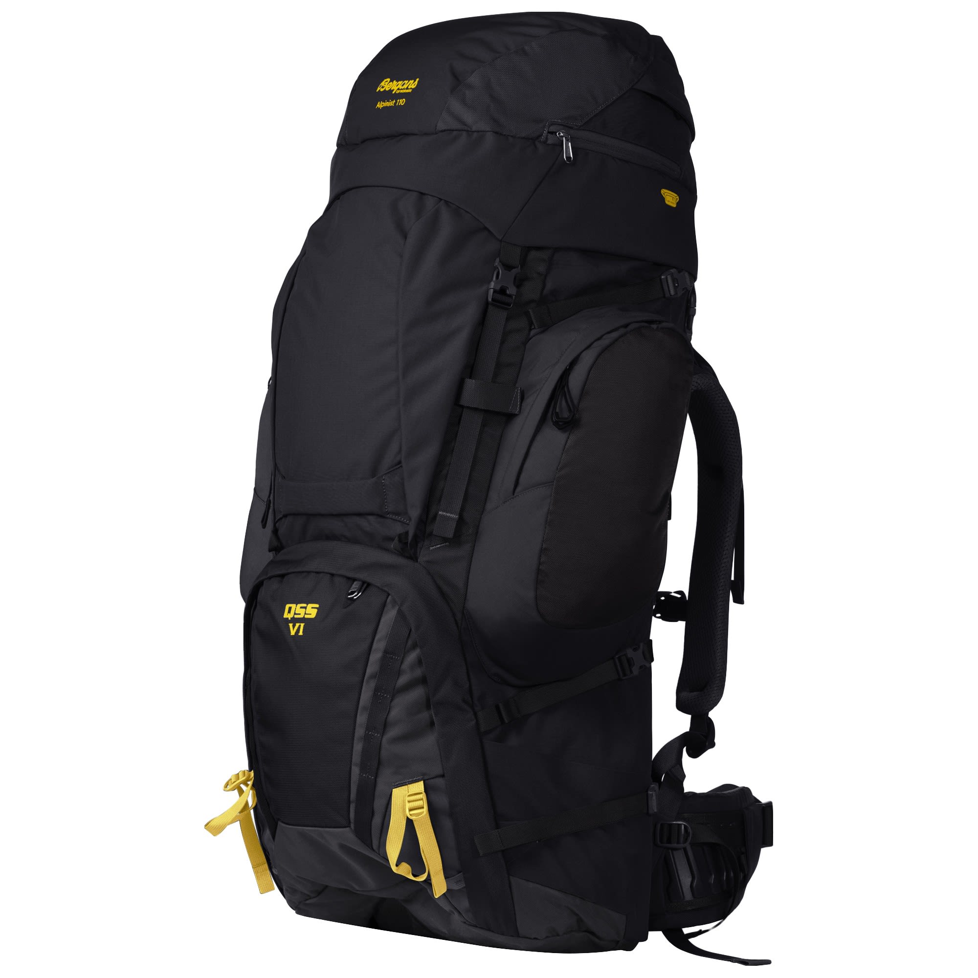 Bergans Alpinist V6 Medium 110l Schwarz- Alpin- und Trekkingruckscke- Grsse 110l - Farbe Black - Waxed Yellow
