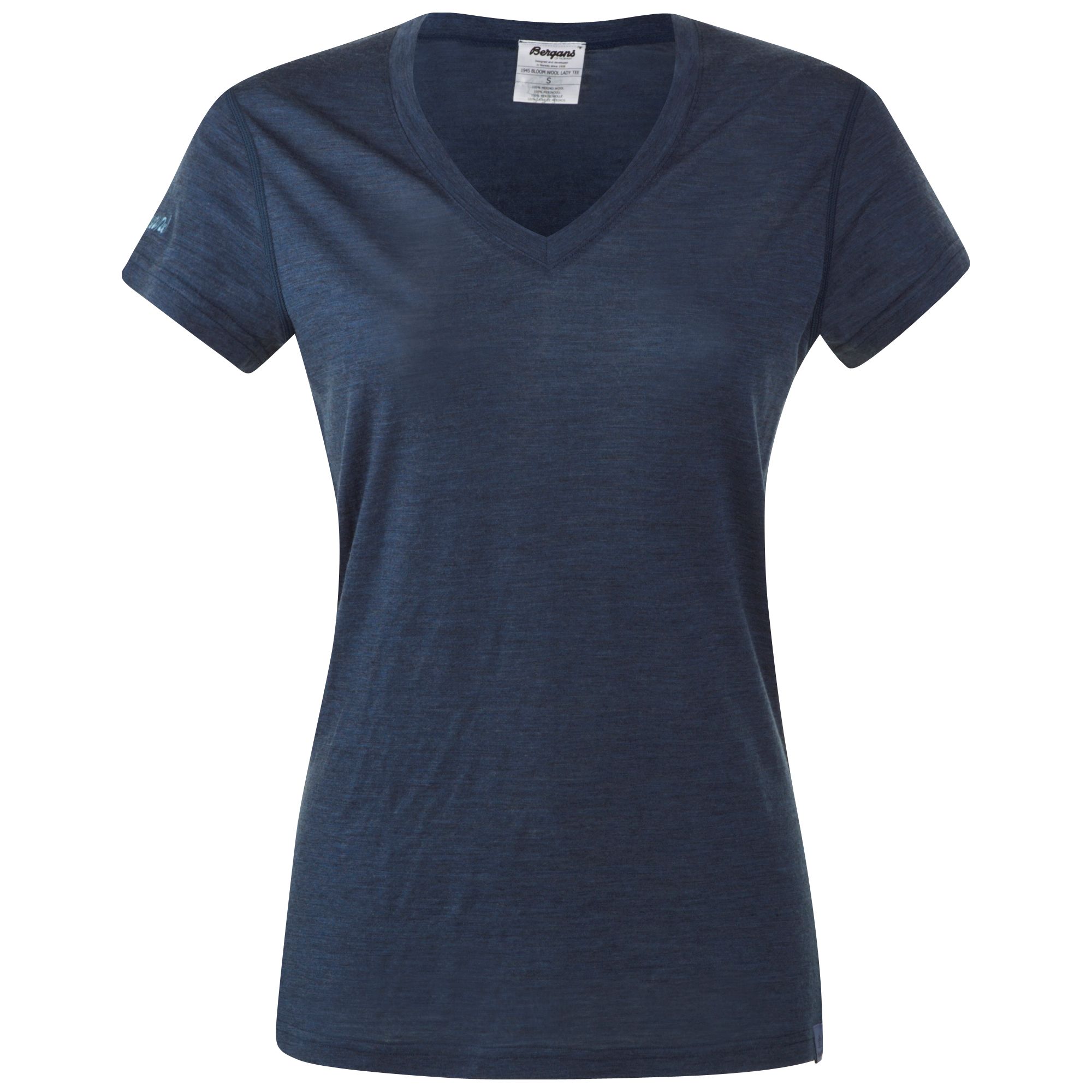 Bergans Bloom Wool Tee Blau- Female Merino T-Shirts- Grsse XS - Farbe Navy Melange