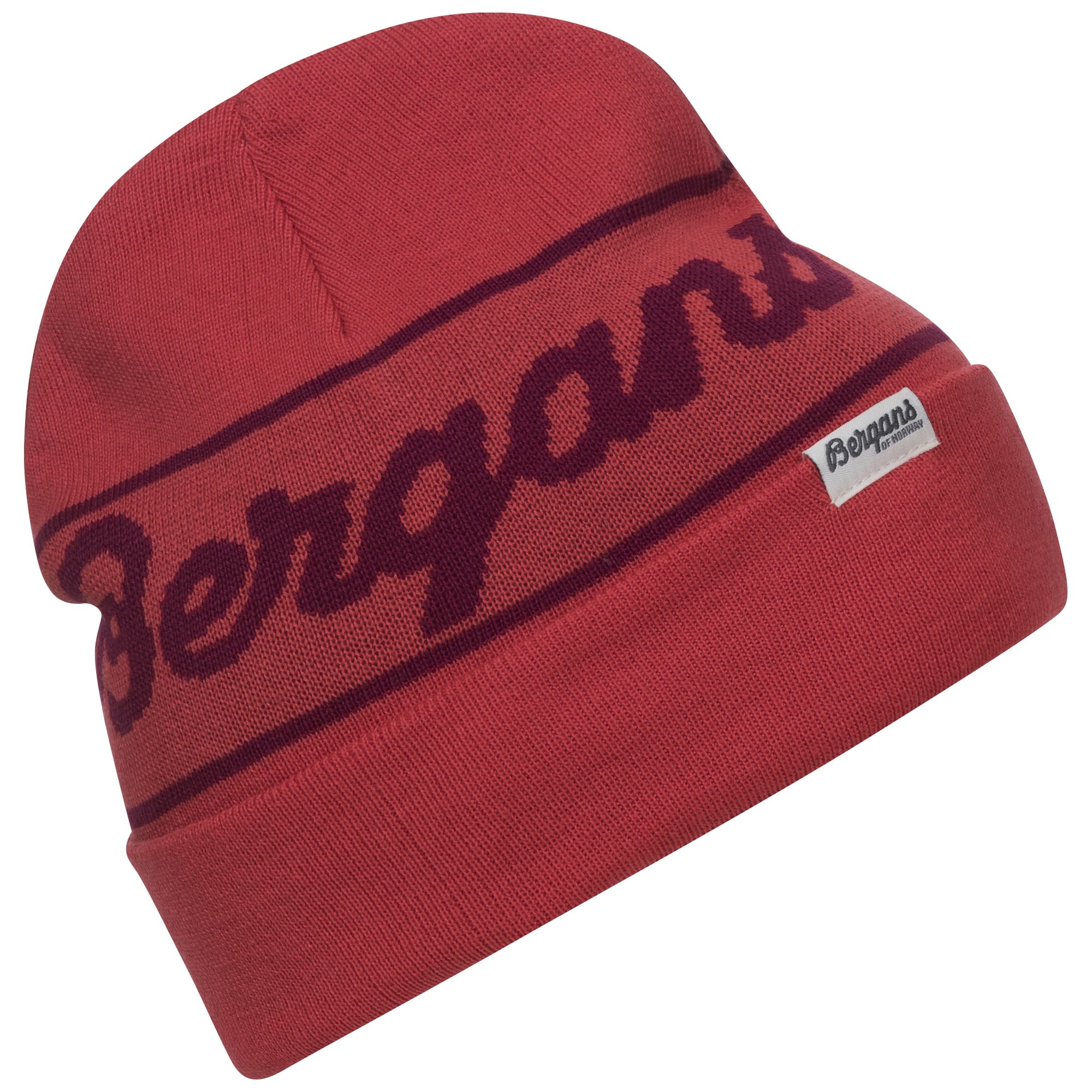 Bergans Logo Beanie Rot- Merino Kopfbedeckungen- Grsse One Size - Farbe Light Dahlia Red - Beet Red