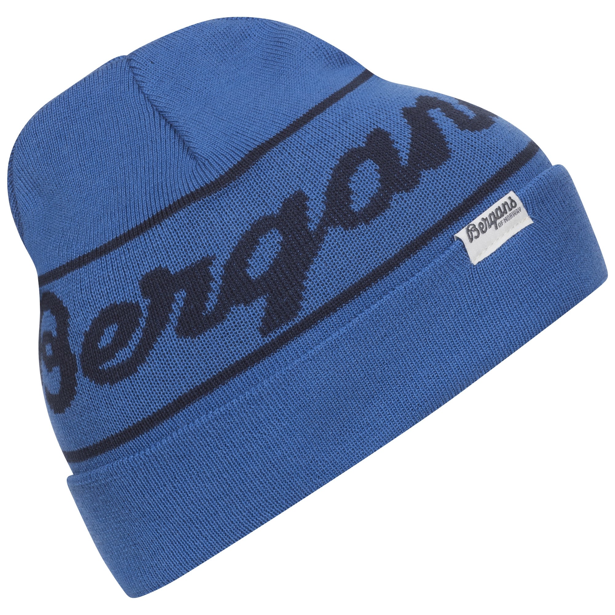 Bergans Logo Youth Beanie Blau- Merino Kopfbedeckungen- Grsse One Size - Farbe Strong Blue - Navy