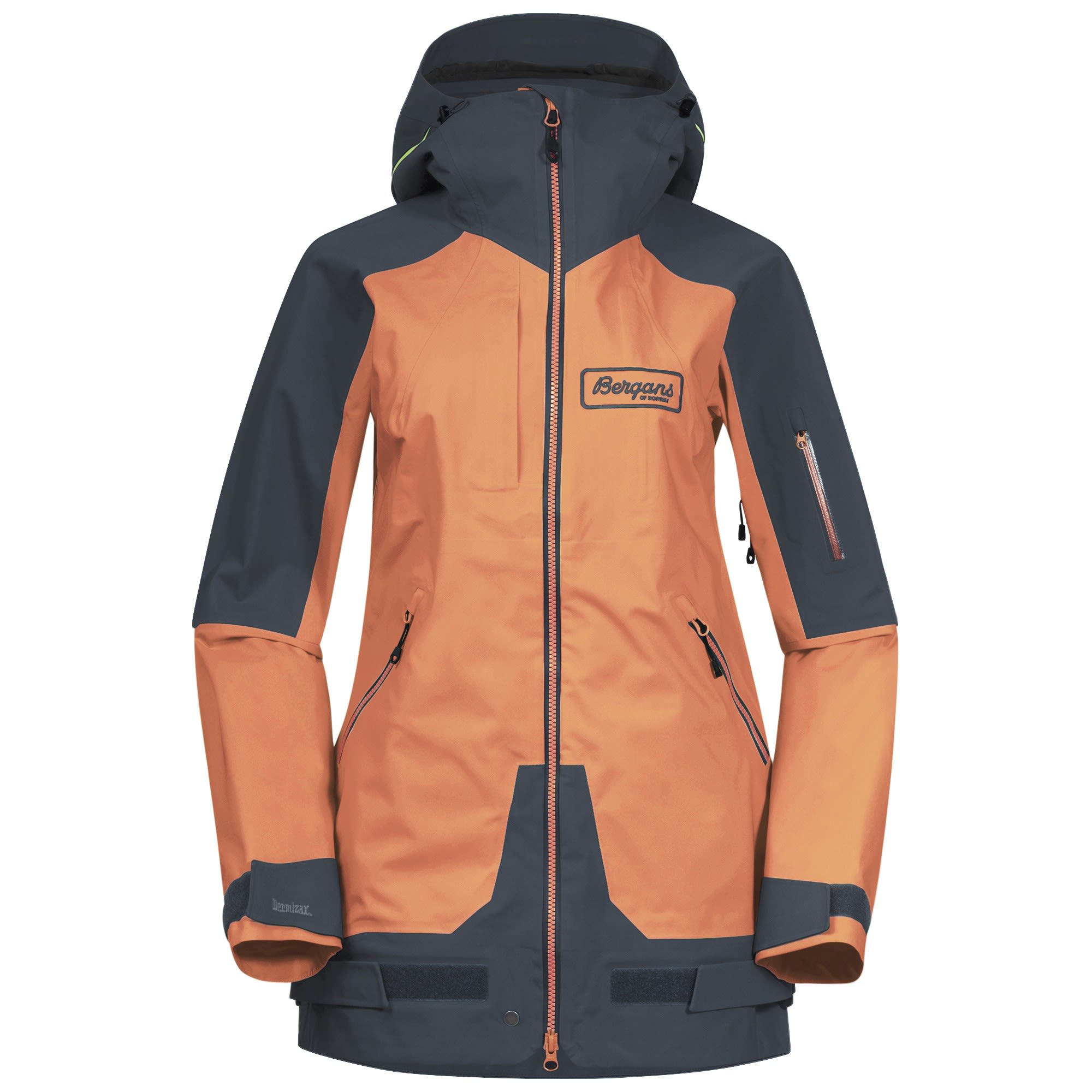 Bergans Myrkdalen V2 3L Jacket Colorblock - Orange- Female Dermizax- Regenjacken und Hardshells- Grsse XS - Farbe Cantaloupe - Orion Blue