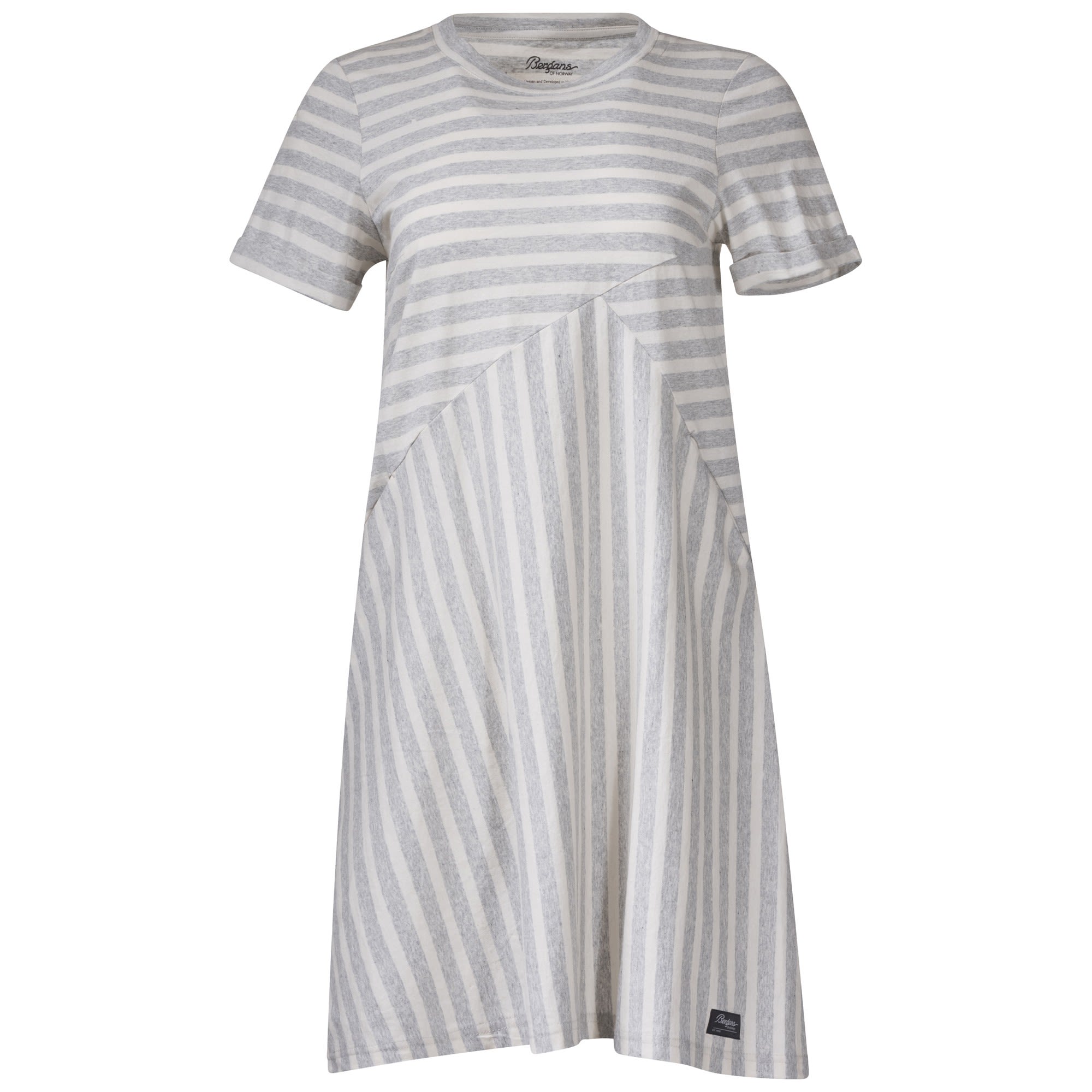 Bergans Oslo RE-Cotton Dress Gestreift - Grau - Weiss- Female Kleider- Grsse XS - Farbe Vanilla White - Grey Melange Striped