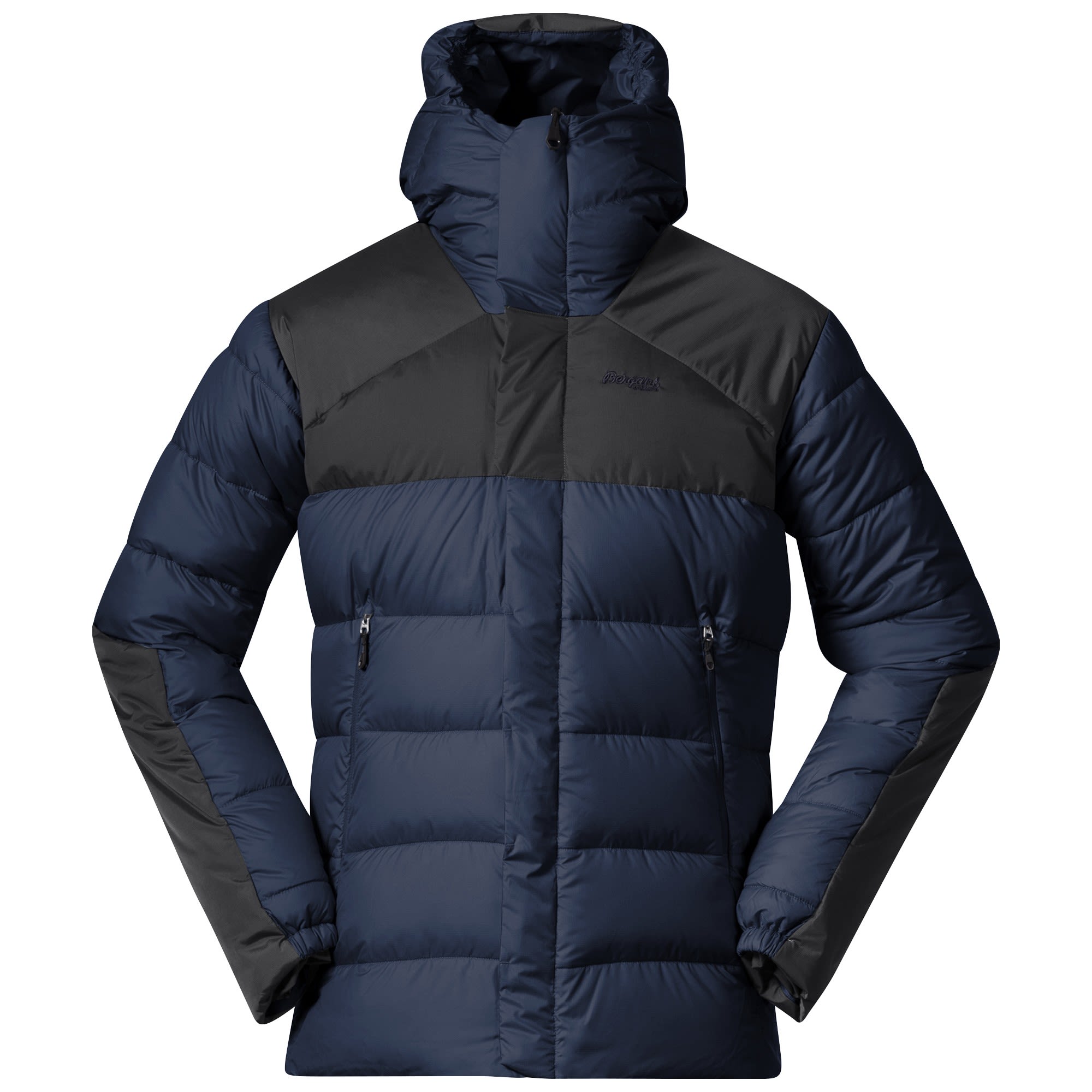 Bergans Roros Trekking Down Jacket Colorblock - Blau- Male Daunen Ponchos und Capes- Grsse L - Farbe Navy Blue - Solid Dark Grey