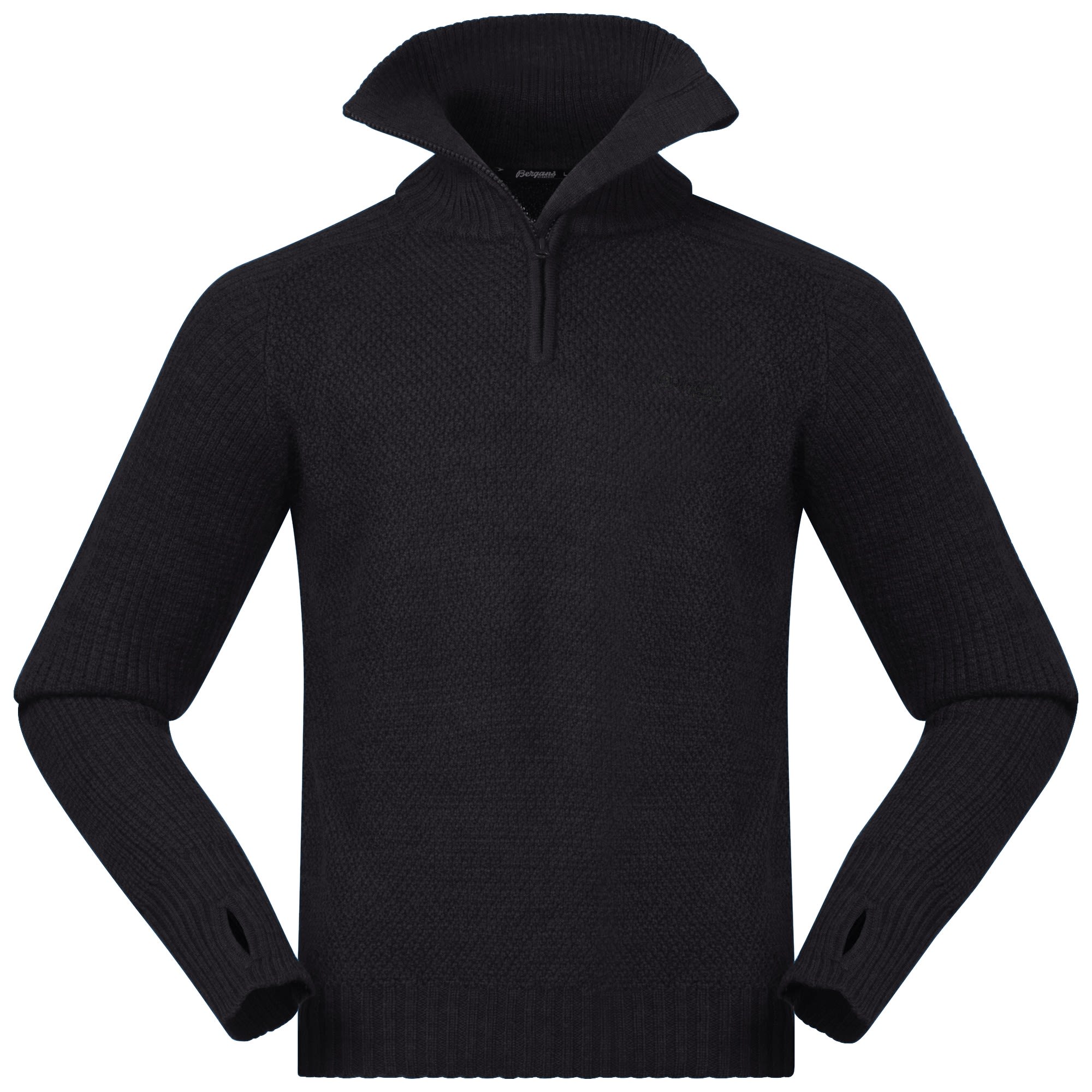 Bergans Ulriken Jumper Schwarz- Male Merino Freizeitpullover- Grsse M - Farbe Black Melange