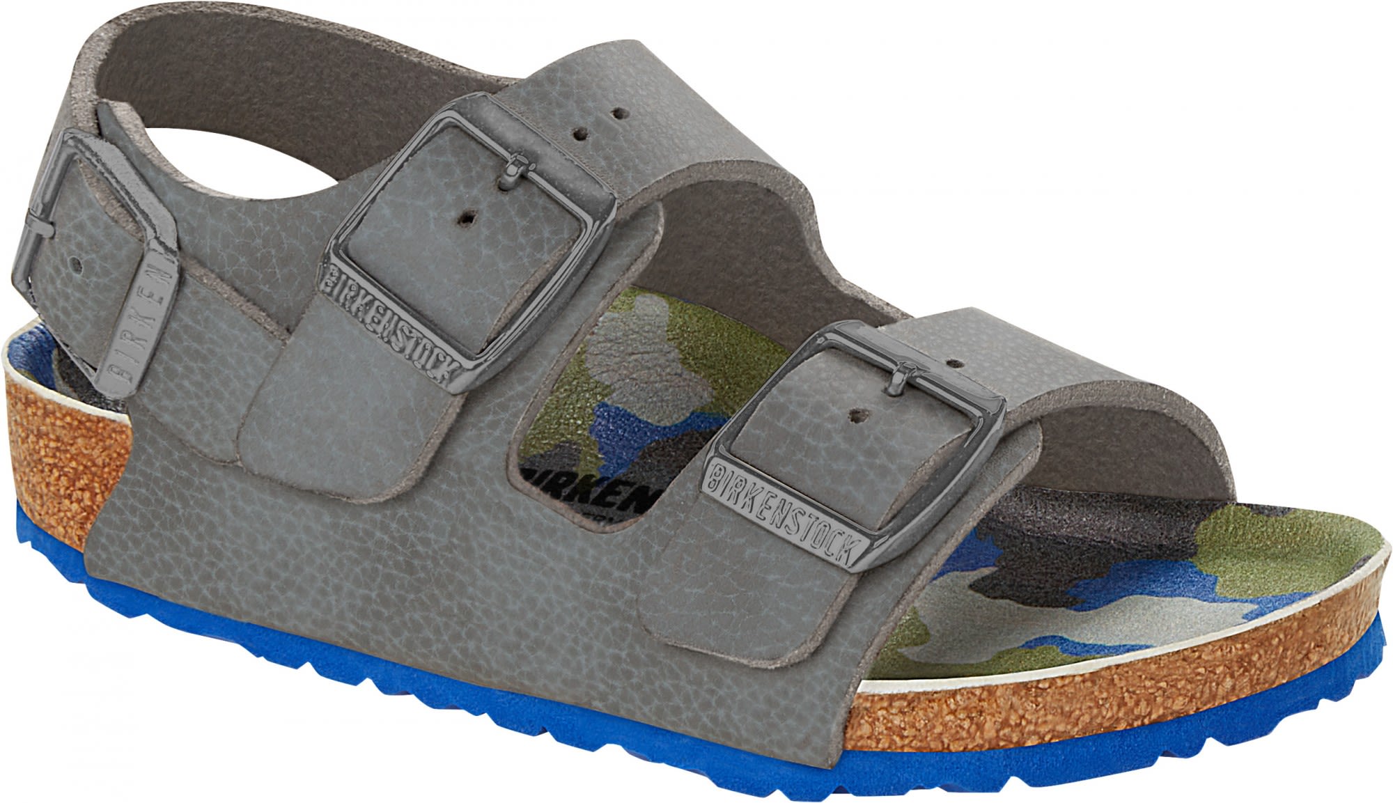 Birkenstock Kids Milano BF Camo Footbed Normal Grau- Sandalen- Grsse EU 25 - Farbe Desert Soil Gray - Camo