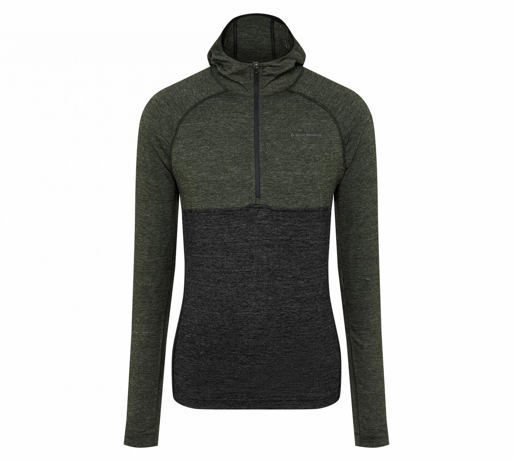Black Diamond Solution 150 Wool Half Zip Hoody Colorblock - Grau - Grn- Male Merino Oberteile- Grsse M - Farbe Black - Cypress