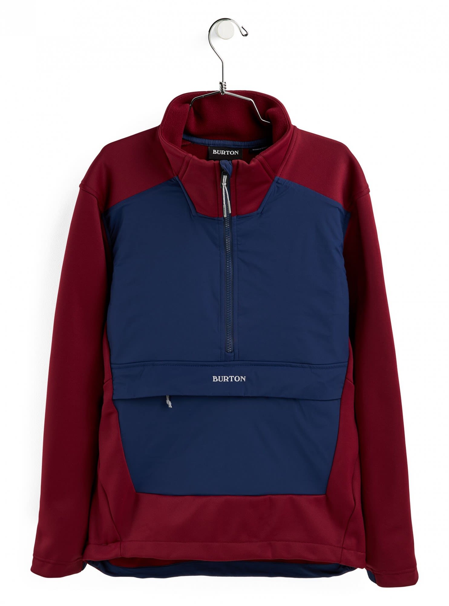 Burton Light Phase Hybrid Fleece Pullover Colorblock - Rot- Female Sweaters und Hoodies- Grsse XS - Farbe Dress Blue - Mulled Berry