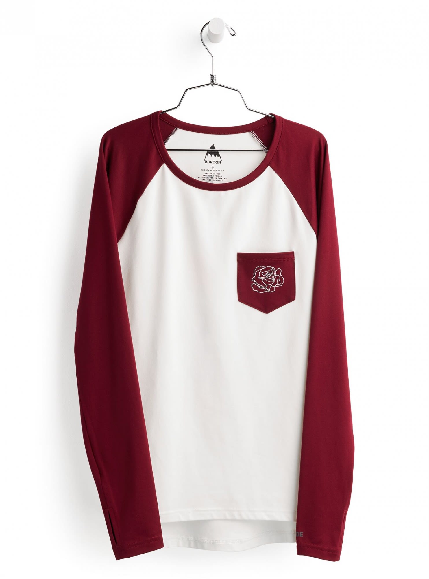 Burton Tech T-Shirt Colorblock - Weiss- Female Langarm-Shirts- Grsse L - Farbe Mulled Berry