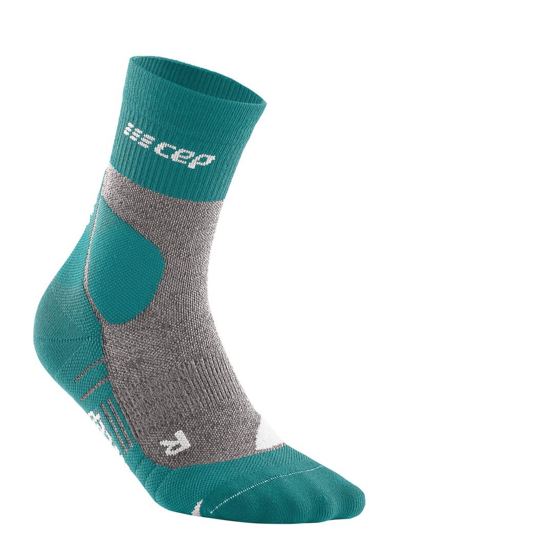CEP Hiking Compression Merino Mid CUT Socks Grau - Grn- Female Merino Socken- Grsse II - Farbe Forestgreen - Grey unter CEP