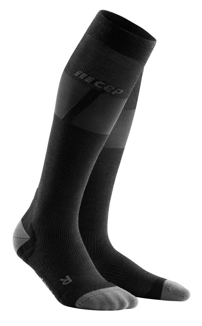CEP Ski Ultralight Compression Socks Tall Schwarz- Female Merino Ski- und Snowboardsocken- Grsse II - Farbe Black - Light Grey unter CEP
