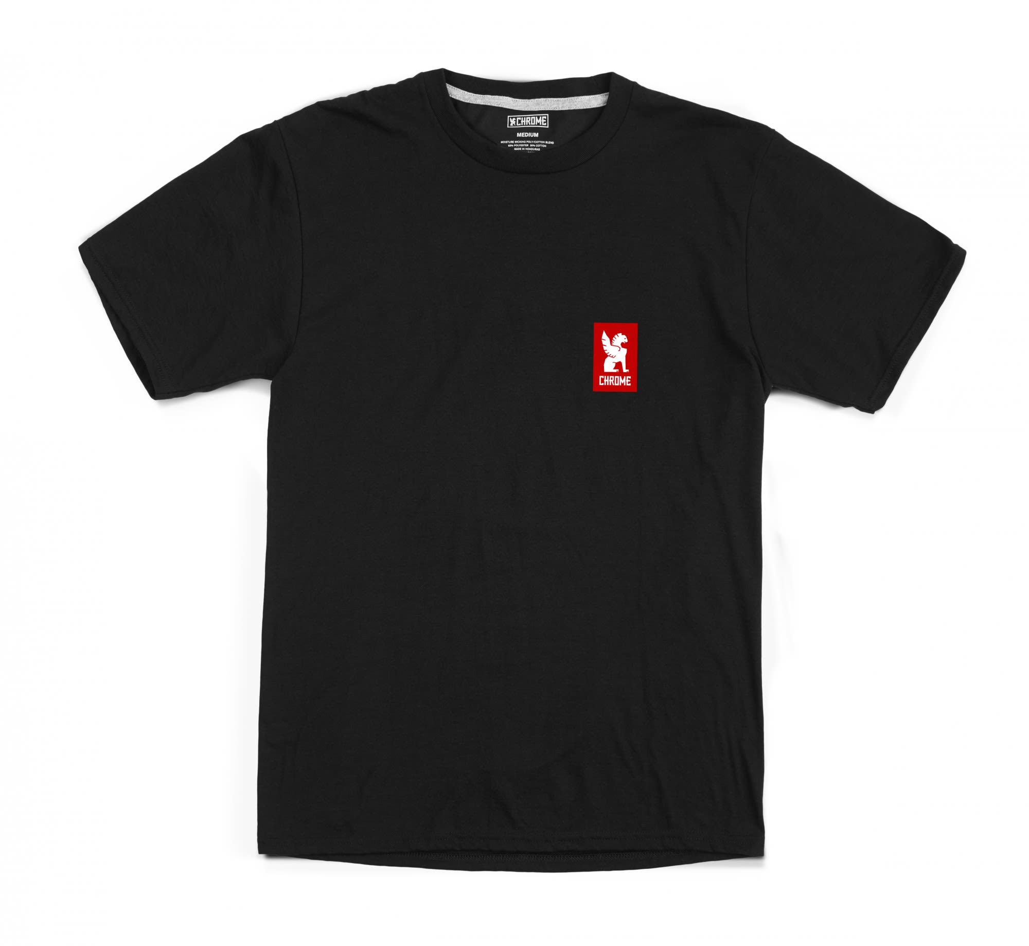 Chrome Industries Vertical RED Logo Tee Schwarz- Male T-Shirts- Grsse S - Farbe Black - Red