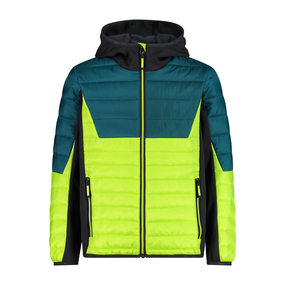 CMP Boys Hybrid Jacket FIX Hood Colorblock - Gelb - Grn- Male Anoraks- Grsse 98 - Farbe Acido unter CMP