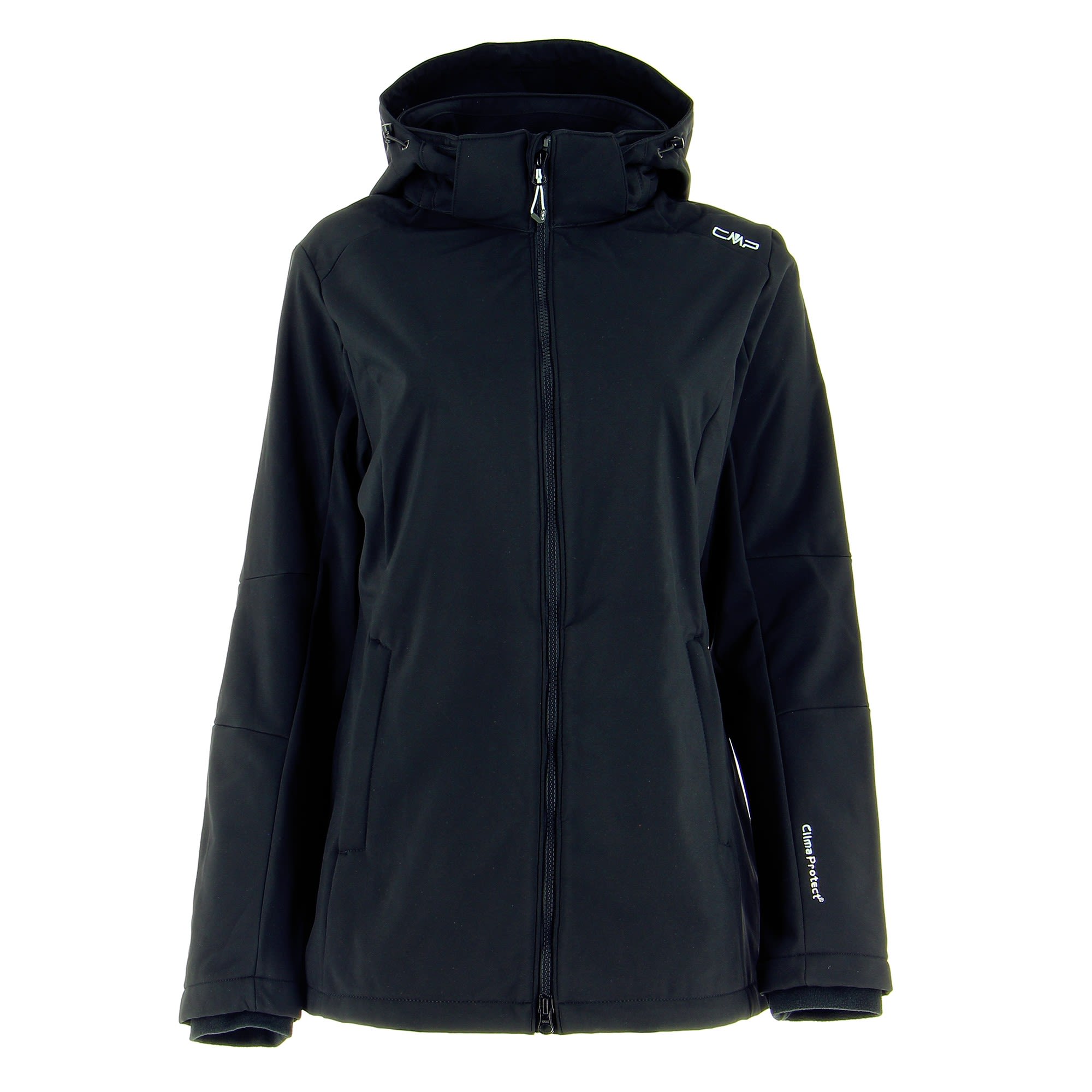 CMP Jacket Zip Hood Comfort FIt Long Schwarz- Female Softshelljacken- Grsse 34 - Farbe Nero