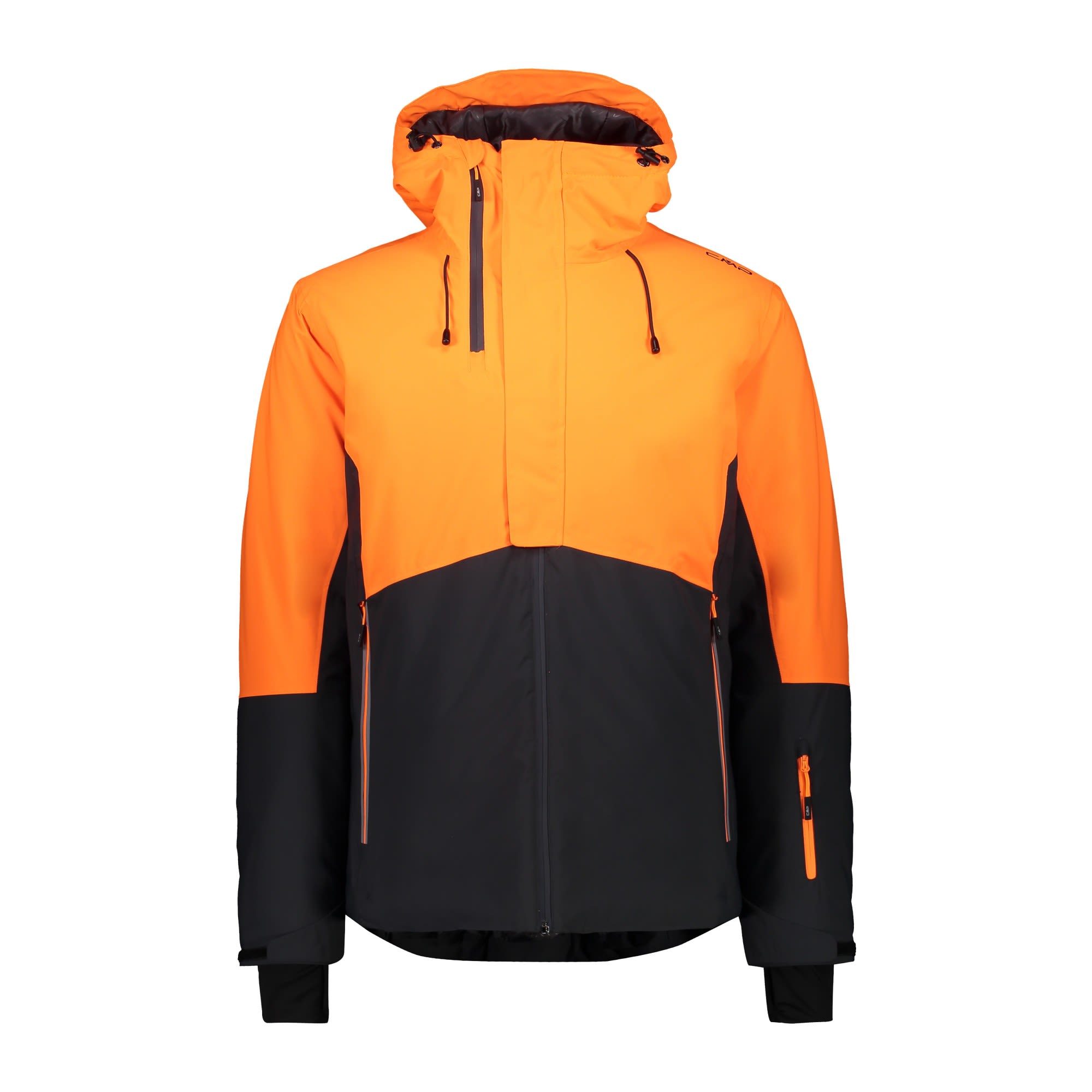 CMP Mid Jacket FIX Hood Colorblock - Orange - Schwarz- Male Isolationsjacken- Grsse 58 - Farbe Antracite