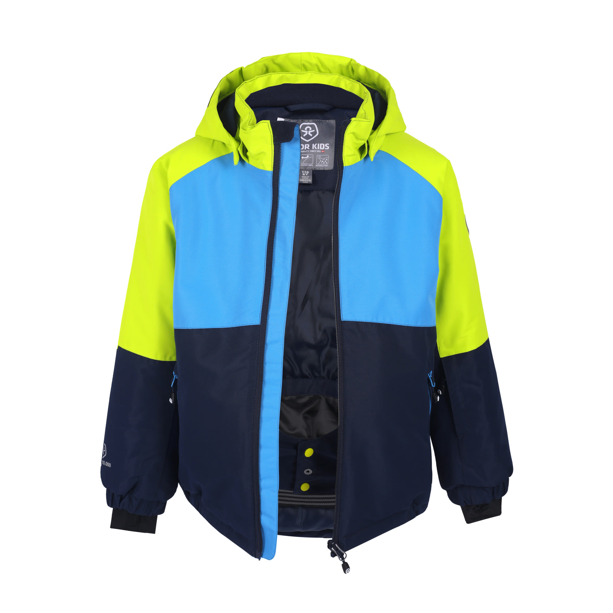 Color Kids Kids Ski Jacket Colorblock 1 Colorblock - Blau - Gelb- Ponchos und Capes- Grsse 116 - Farbe Blue