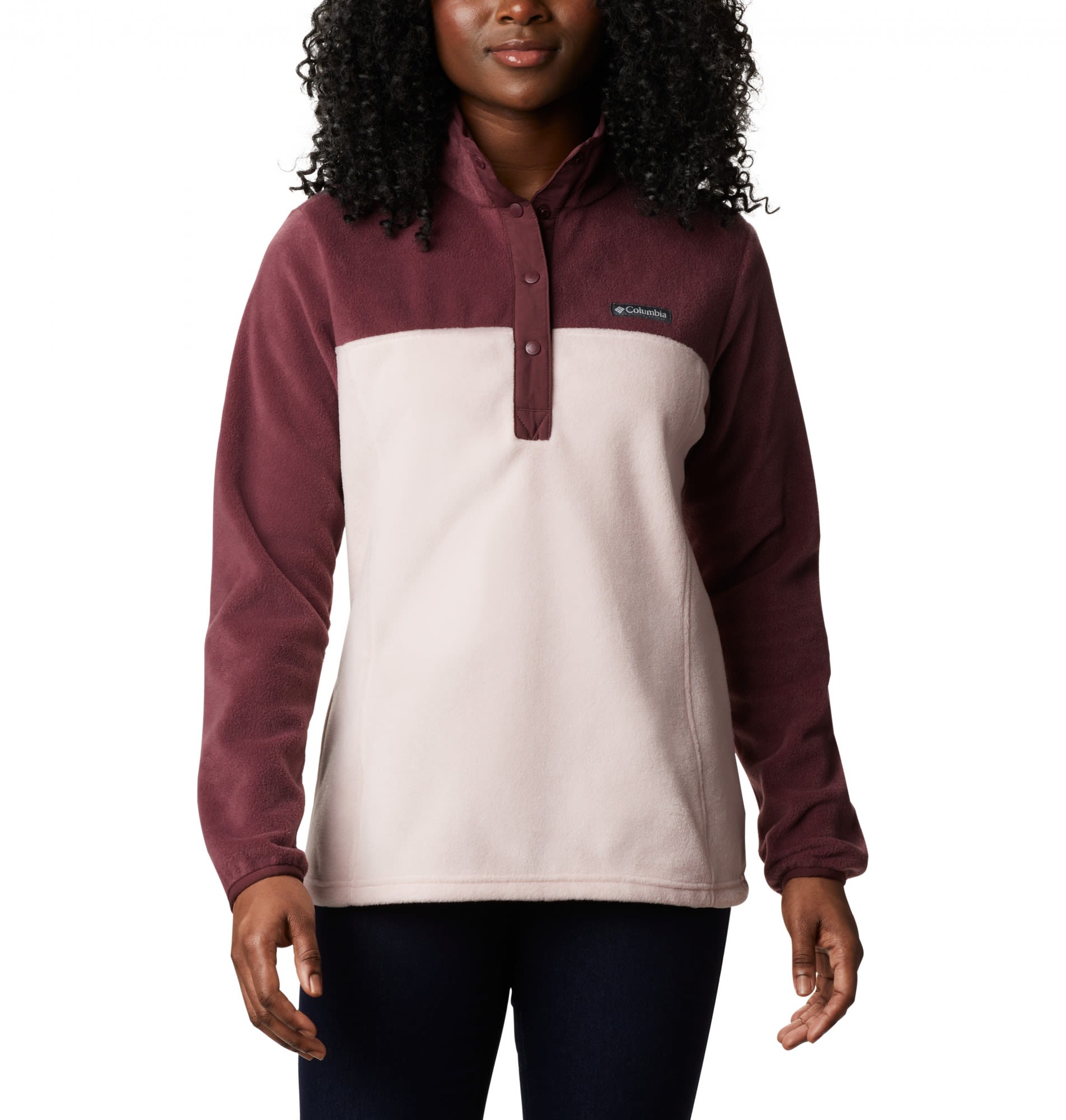 Columbia Benton Springs Half Snap Pullover Colorblock - Pink- Female Fleece- und Powerstretch-Pullover- Grsse XS - Farbe Malbec - Mineral Pink unter Columbia