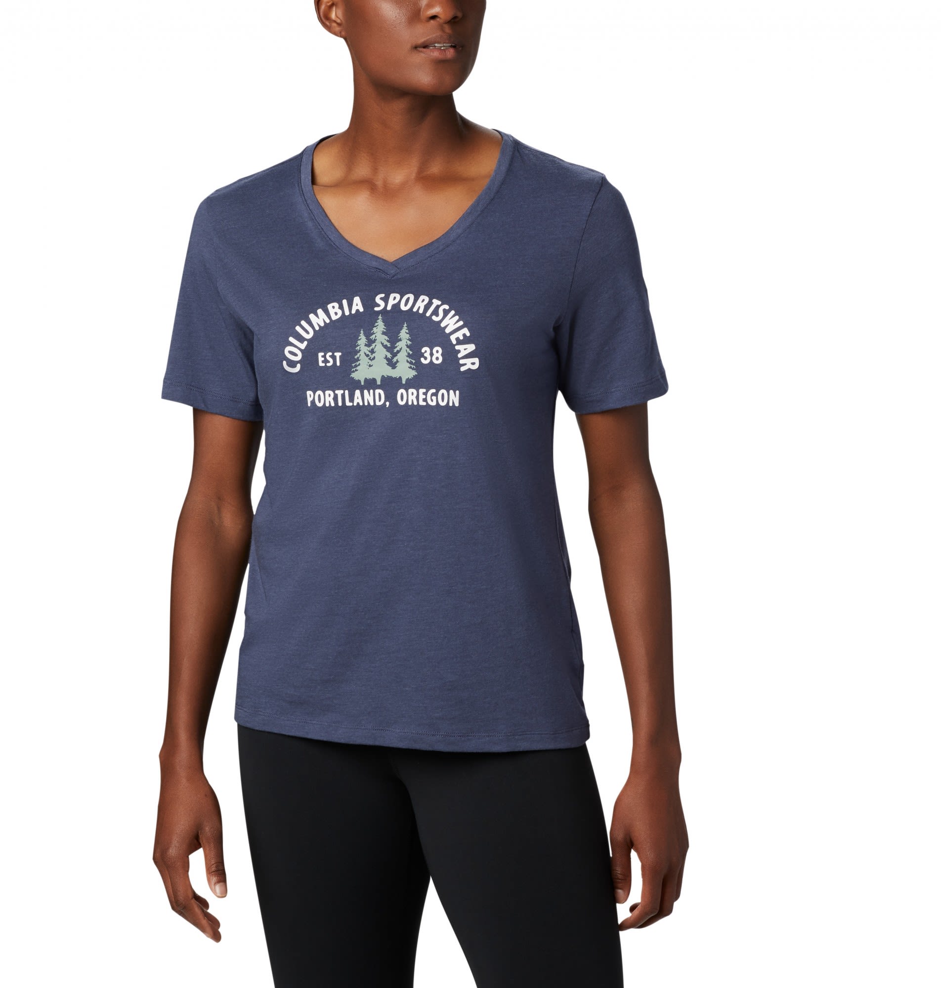 Columbia Mount Rose Relaxed Tee Blau- Female Kurzarm-Shirts- Grsse XL - Farbe Nocturnal Heather - CSC Badge