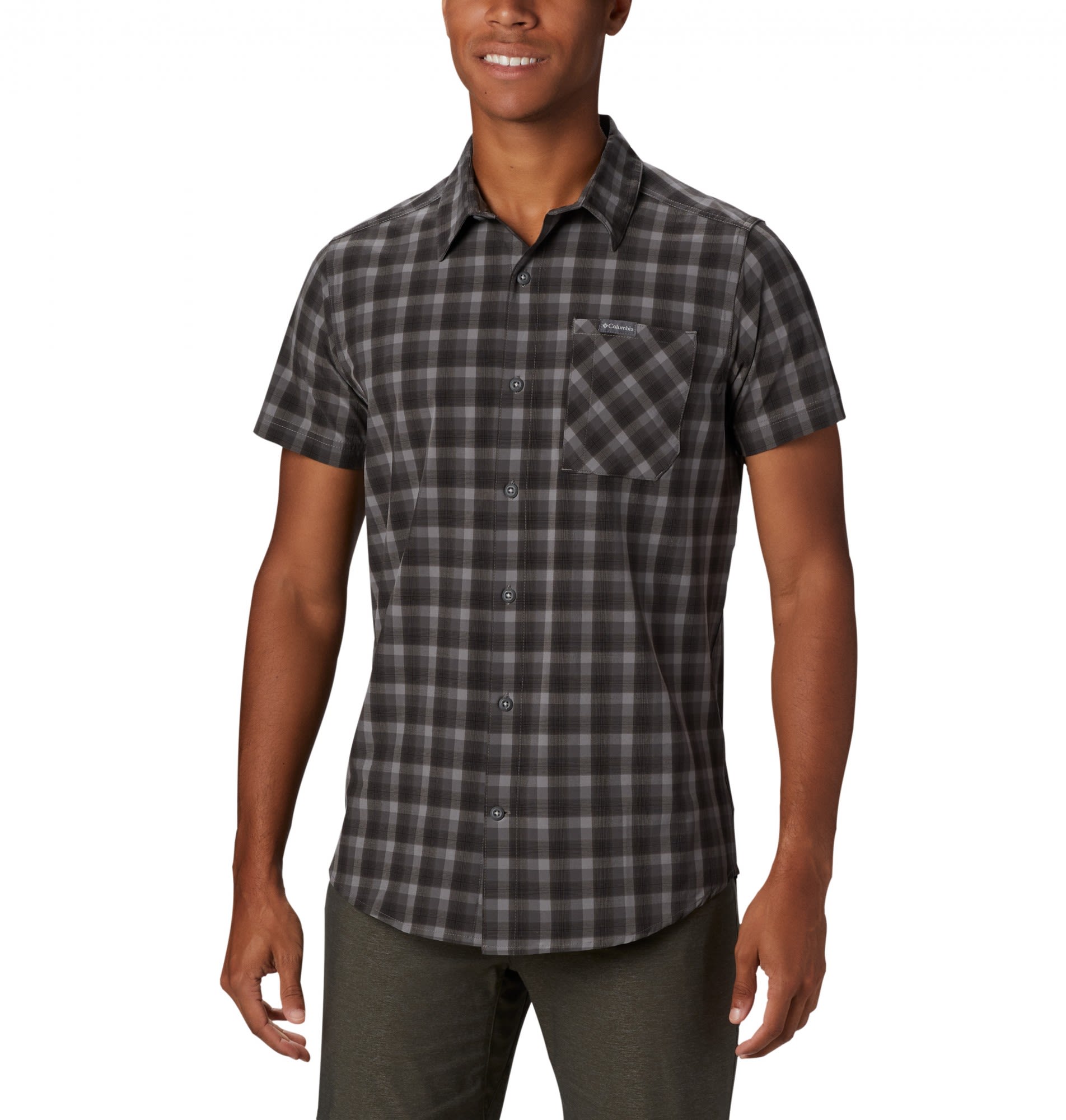Columbia Triple Canyon Short-Sleeve Shirt Kariert - Grau- Male Kurzarm-Hemden- Grsse S - Farbe Columbia Grey Mini Tonal Plaid