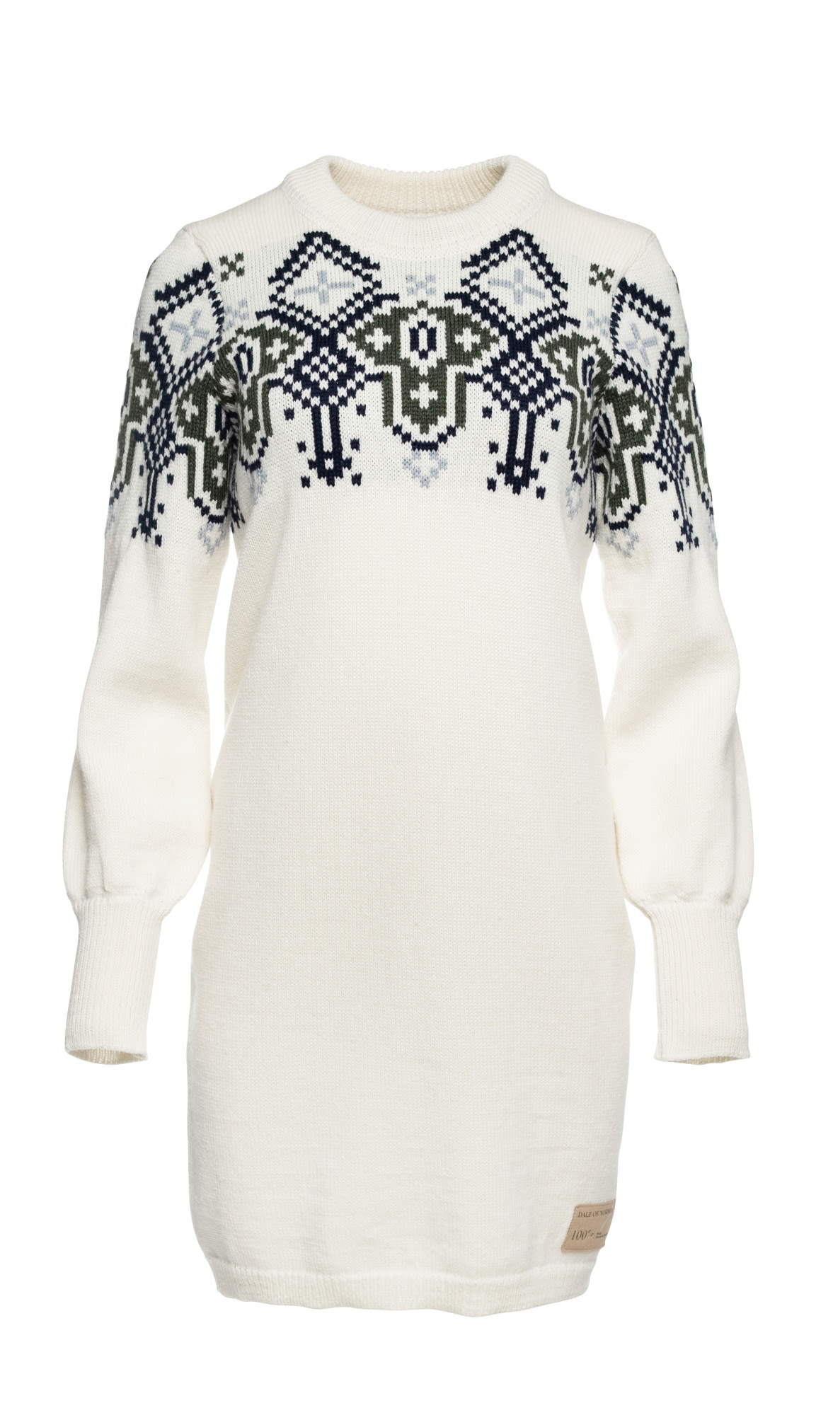 Dale Of Norway Svanoy Dress Weiss- Female Merino Kleider- Grsse M - Farbe Offwhite Metal Dark Green