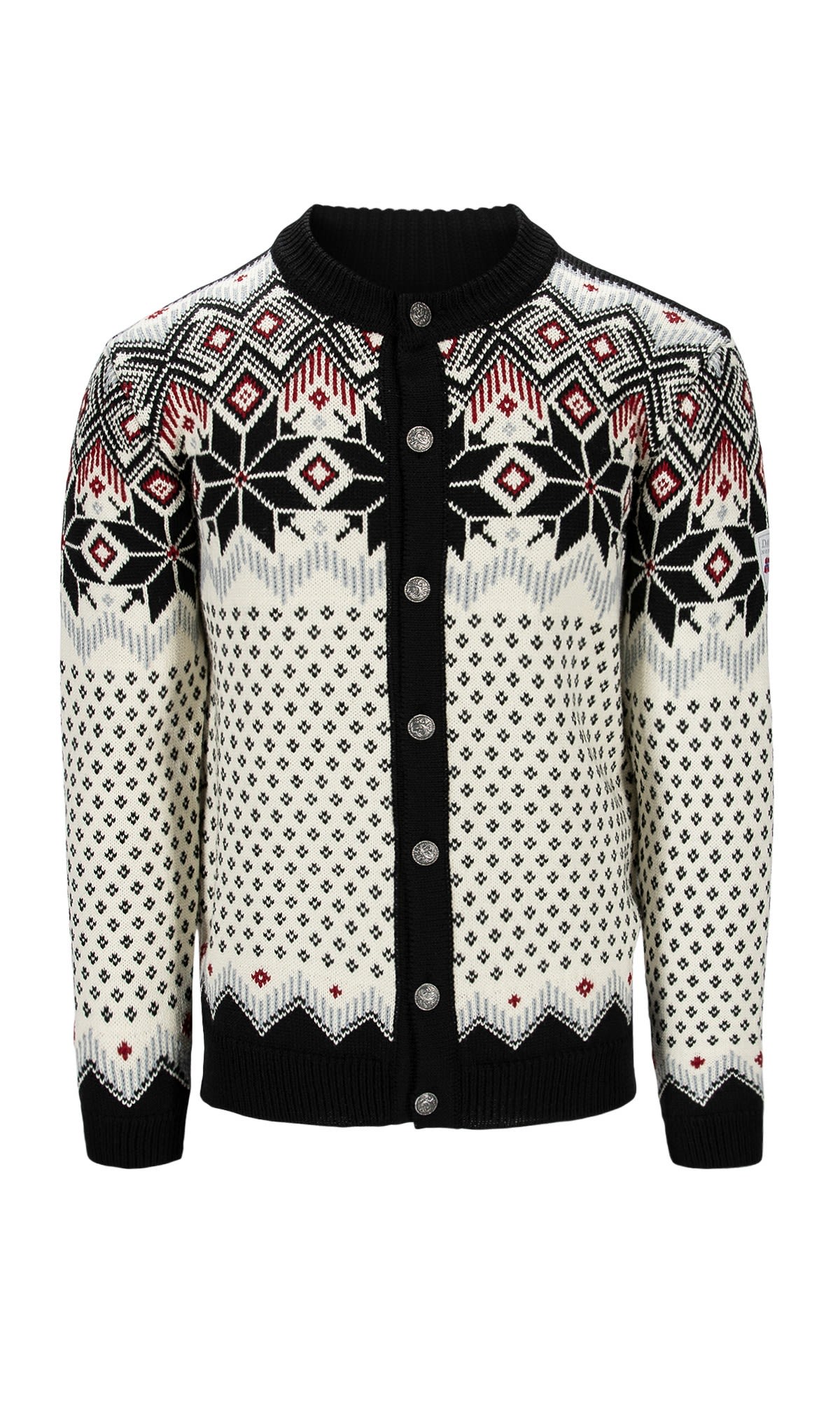 Dale Of Norway Vegard Jacket Schwarz- Male Merino Sweaters und Hoodies- Grsse S - Farbe Black - Offwhite - Red Rose