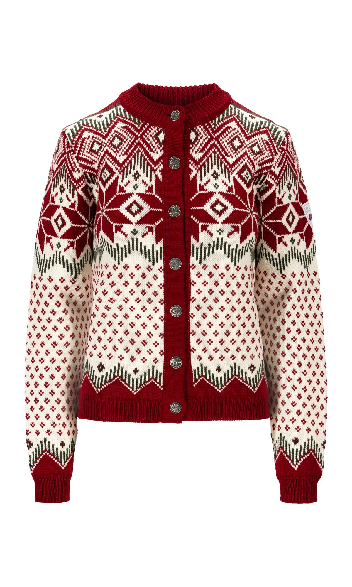 Dale Of Norway Vilja Jacket Rot- Female Merino Sweaters und Hoodies- Grsse S - Farbe Red Rose - Offwhite - Dark Green