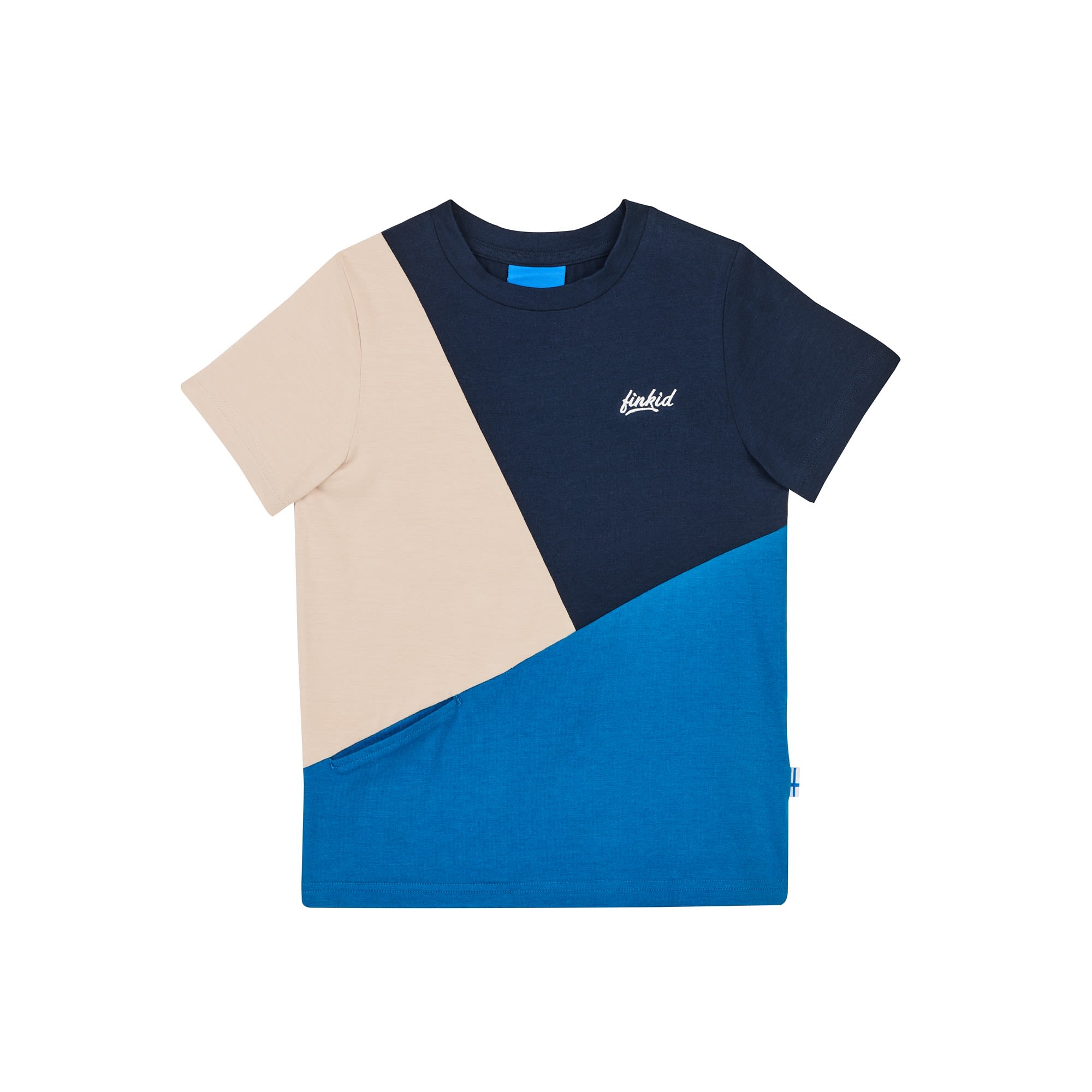 Finkid Ankkuri (Vorgngermodell) Colorblock - Blau - Weiss- Kurzarm-Shirts- Grsse 80 - 90 - Farbe Navy - Nautic unter Finkid