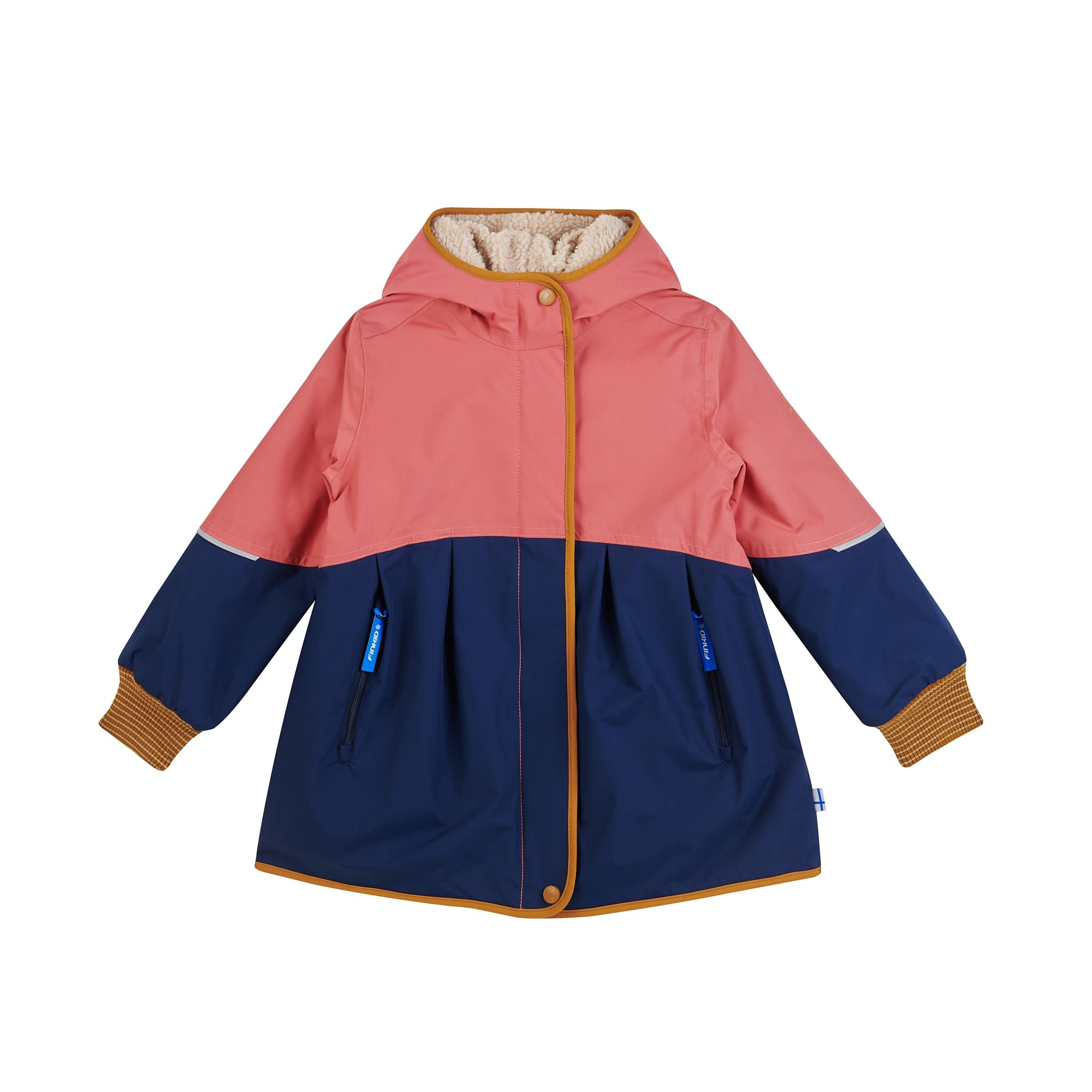Finkid Girls Aina Mukka Colorblock - Blau - Pink- Female Anoraks- Grsse 80 - 90 - Farbe Rose - Cinnamon