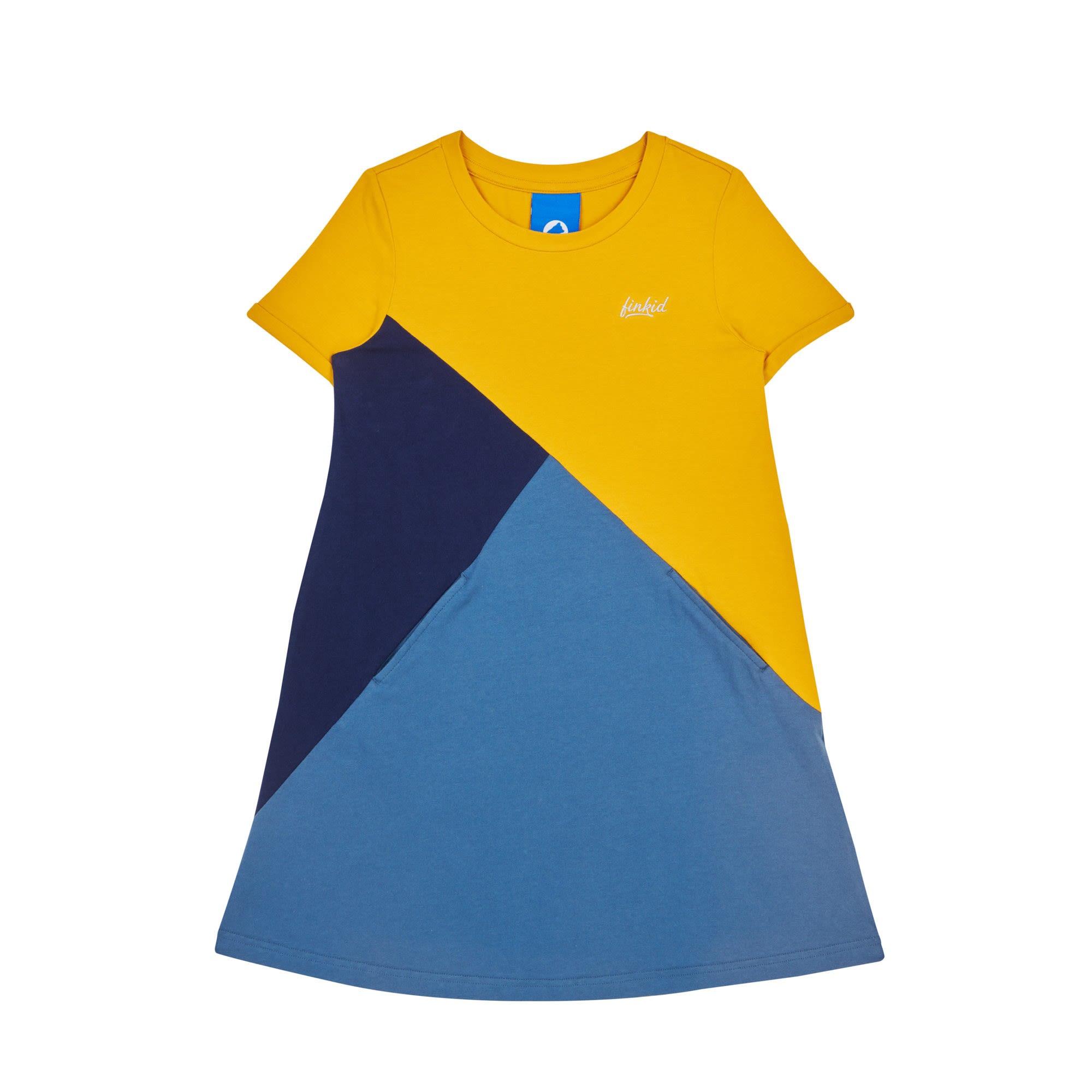 Finkid Girls Merikortti Colorblock - Blau - Gelb- Female Kleider- Grsse 90 - 100 - Farbe Golden Yellow - Real Teal unter Finkid