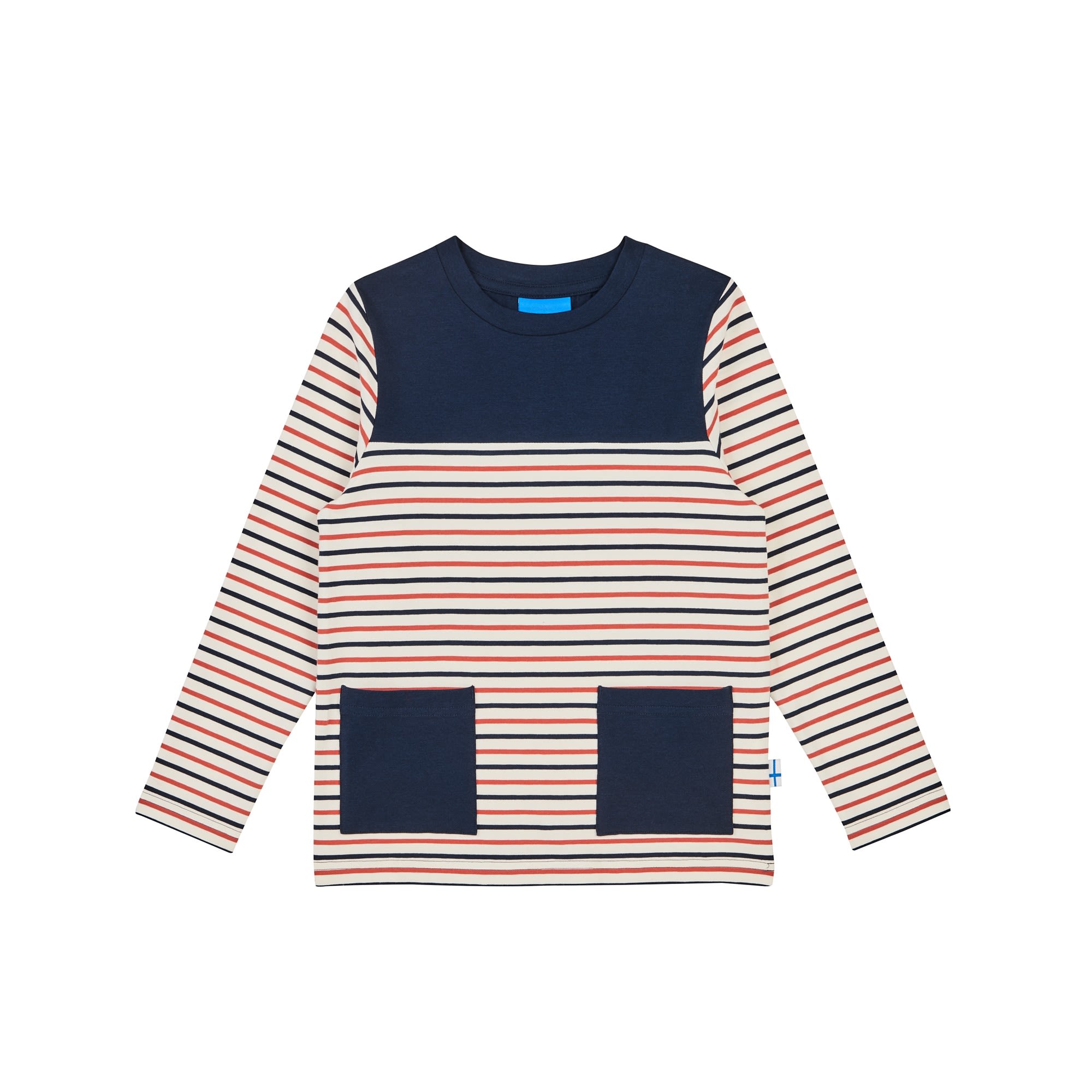 Finkid Matruusi Colorblock - Gestreift - Beige - Blau- Langarm-Shirts- Grsse 80 - 90 - Farbe Navy - Chili