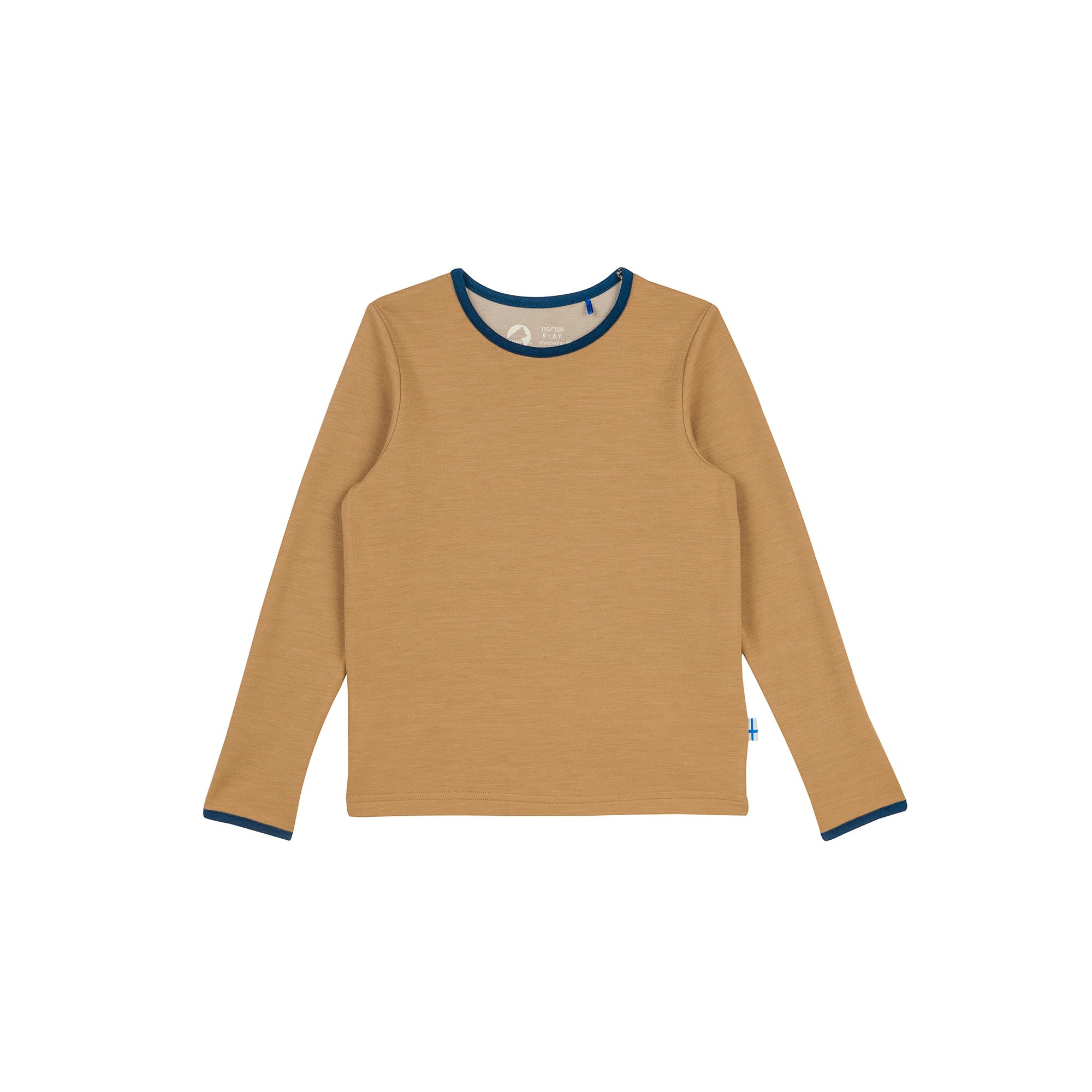 Finkid Taamo Wool Braun- Langarm-Shirts- Grsse 80 - 90 - Farbe Cinnamon - Navy