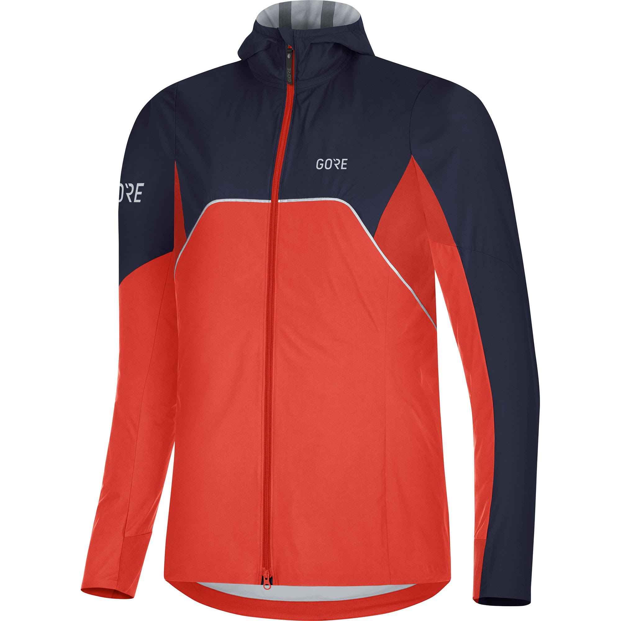 Gore R7 Partial Gore-Tex Infinium Hooded Jacket Colorblock- Female Gore-Tex(R) Windbreaker- Grsse 38 - Farbe Fireball - Orbit Blue