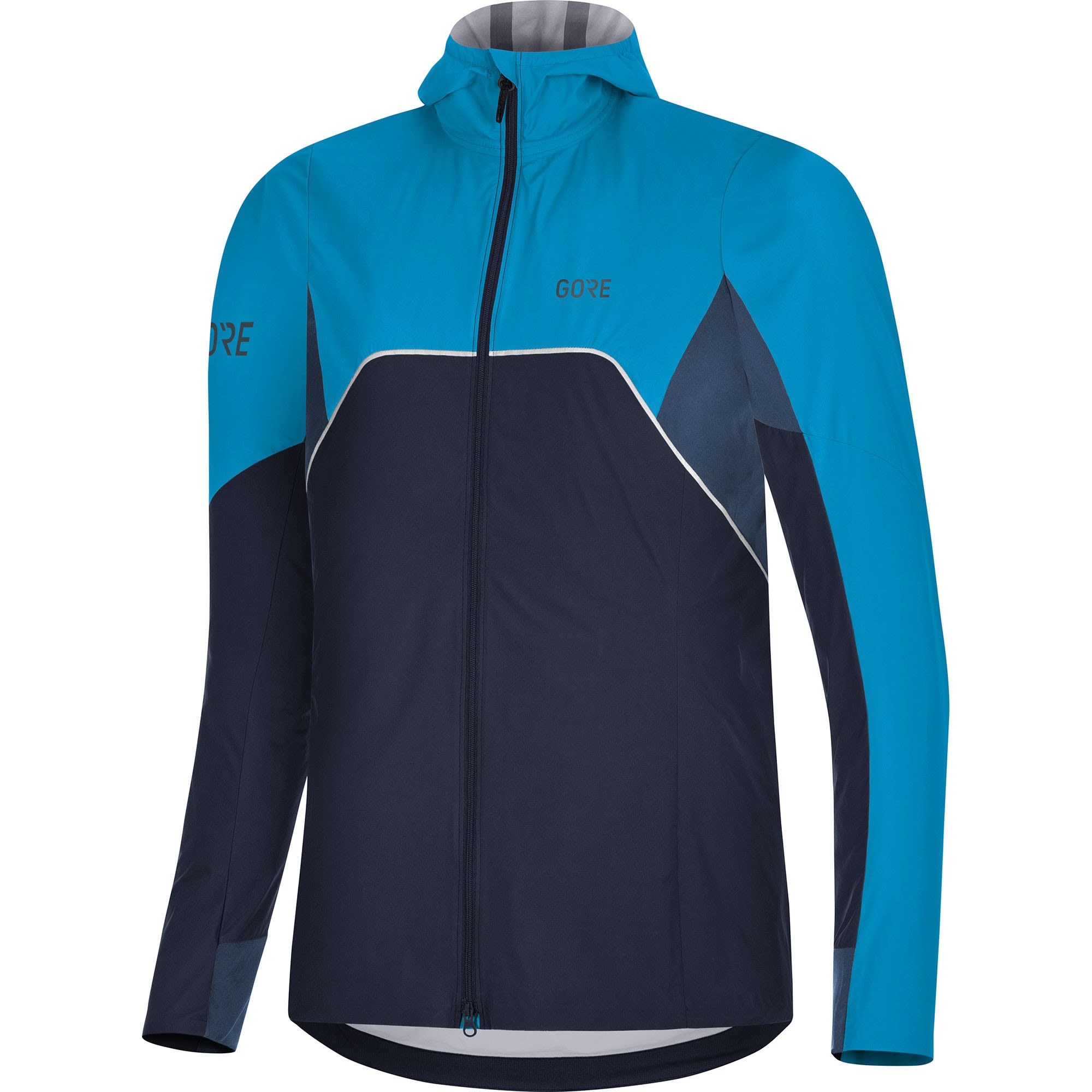 Gore R7 Partial Gore-Tex Infinium Hooded Jacket Colorblock- Female Gore-Tex(R) Windbreaker- Grsse 38 - Farbe Orbit Blue - Dynamic Cyan