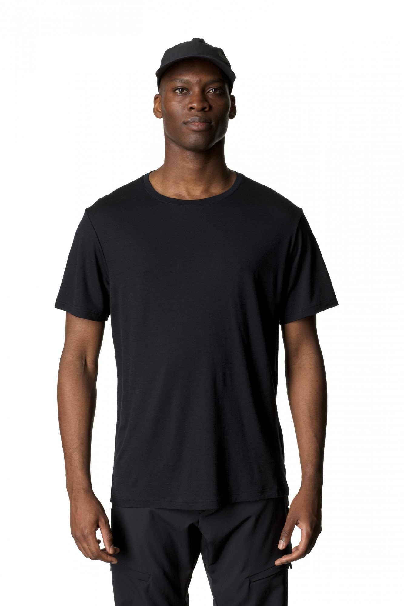 Houdini Desoli Tee Schwarz- Male Merino Kurzarm-Shirts- Grsse S - Farbe True Black