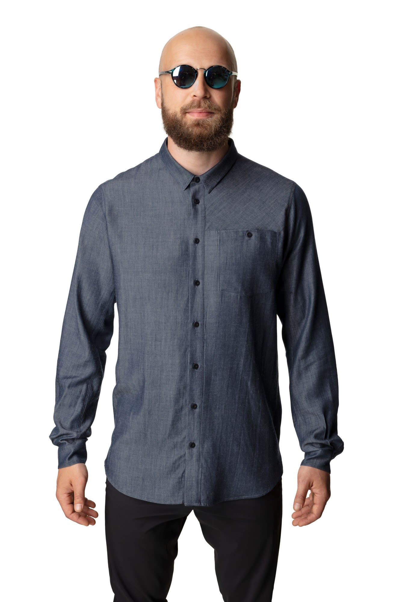 Houdini OUT and About Shirt Blau- Male Merino Hemden- Grsse XS - Farbe Blue Illusion