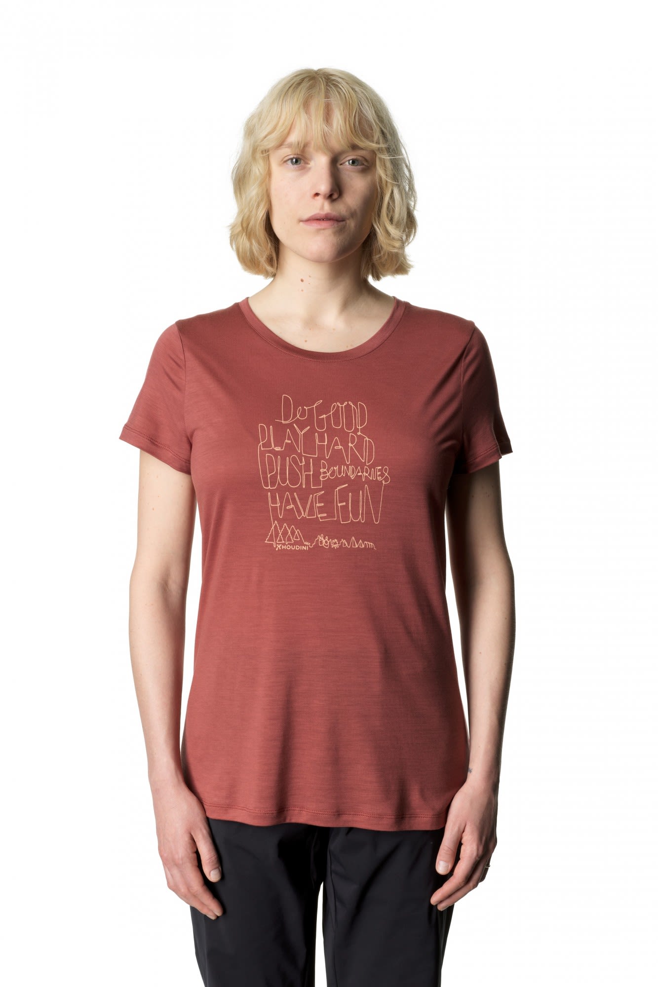 Houdini Tree Message Tee Rot- Female T-Shirts- Grsse XS - Farbe Desert Rock Red