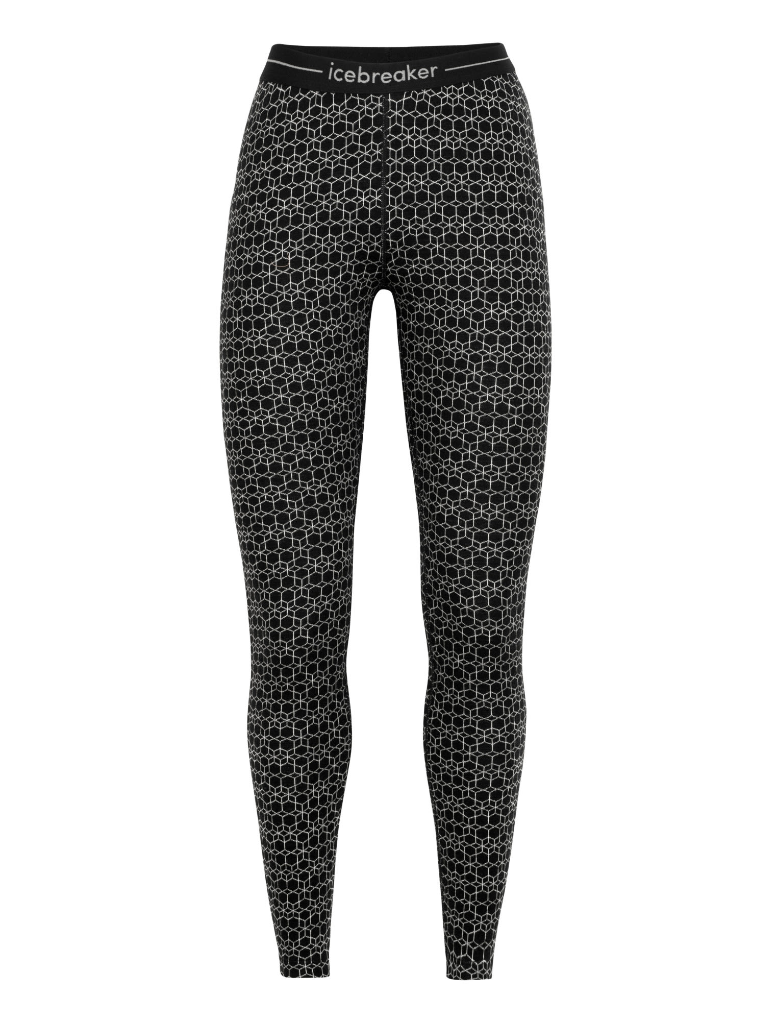 Icebreaker 250 Vertex Leggings Alpine GEO Schwarz- Female Merino Lange Unterhosen- Grsse S - Farbe Black - Snow - J