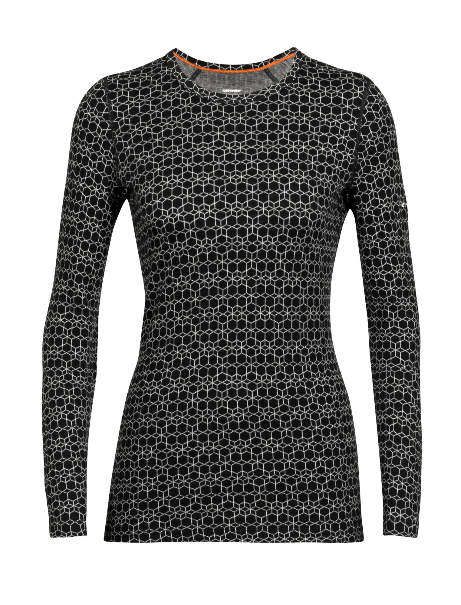 Icebreaker 250 Vertex Long-Sleeve Crewe Alpine GEO Schwarz- Female Merino Langarm-Shirts- Grsse S - Farbe Black - Snow - J