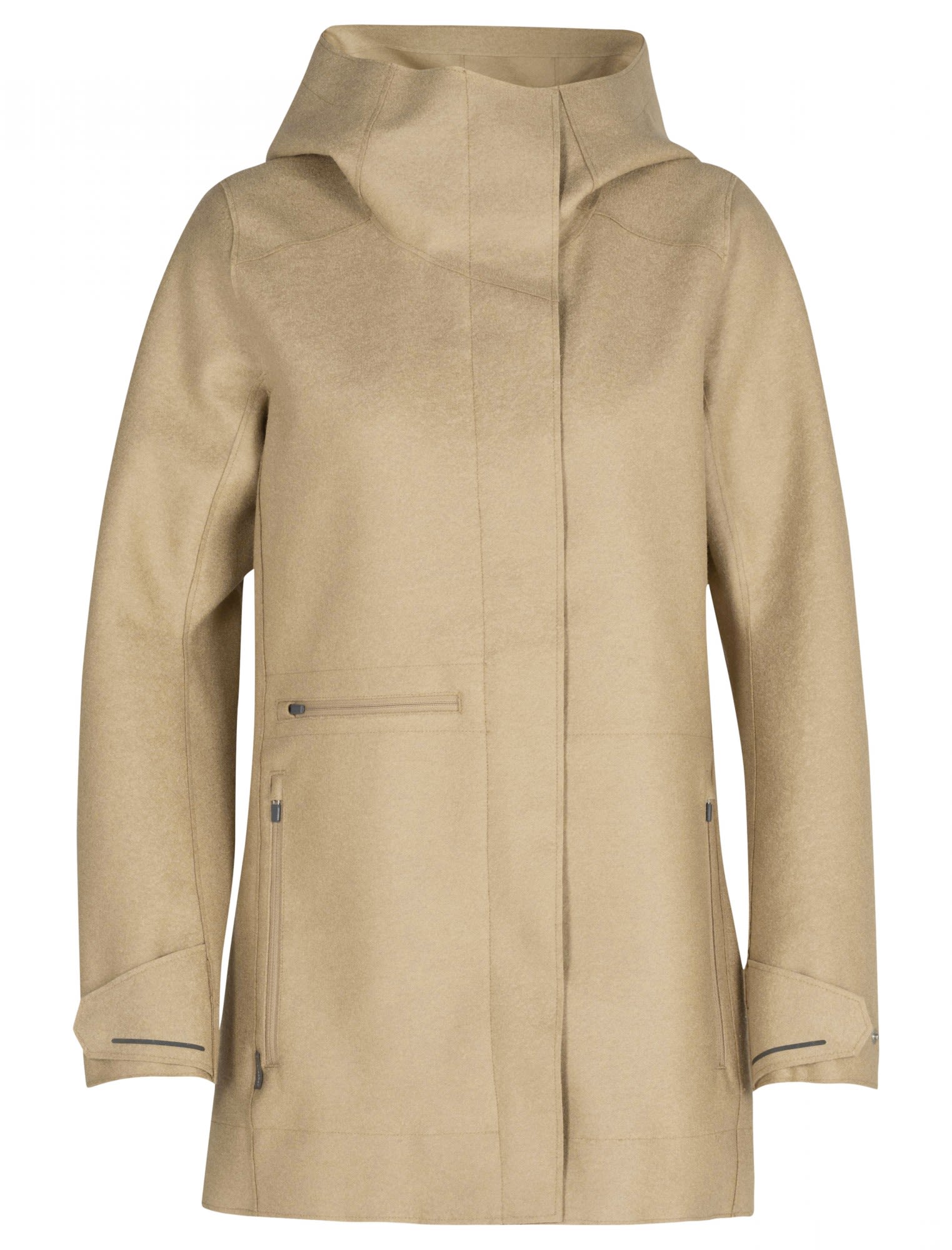 Icebreaker Ainsworth Hooded Jacket Beige- Female Merino Ponchos und Capes- Grsse L - Farbe Sand