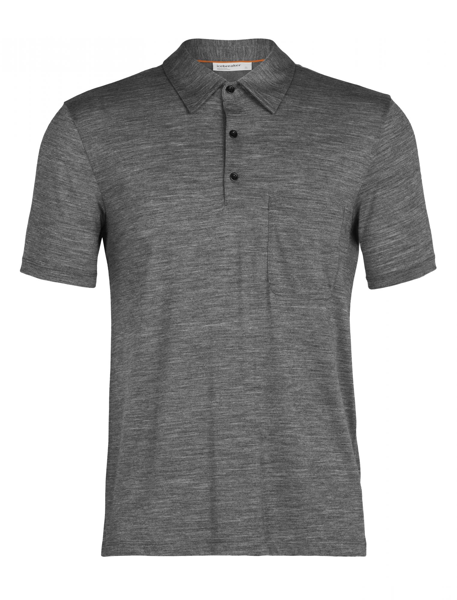 Icebreaker Drayden Short-Sleeve Polo Grau- Male Merino Kurzarm-Polos- Grsse S - Farbe Gritstone Hthr
