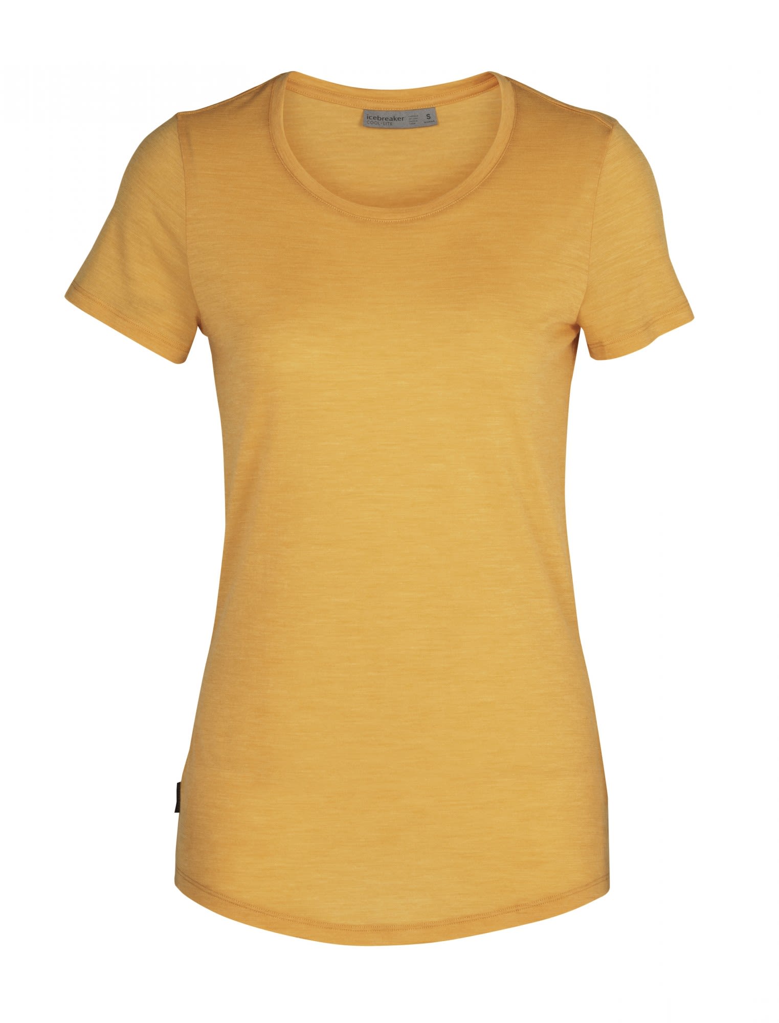 Icebreaker Sphere Short-Sleeve Low Crewe Gelb- Female Merino Kurzarm-Shirts- Grsse XS - Farbe Safflower Hthr
