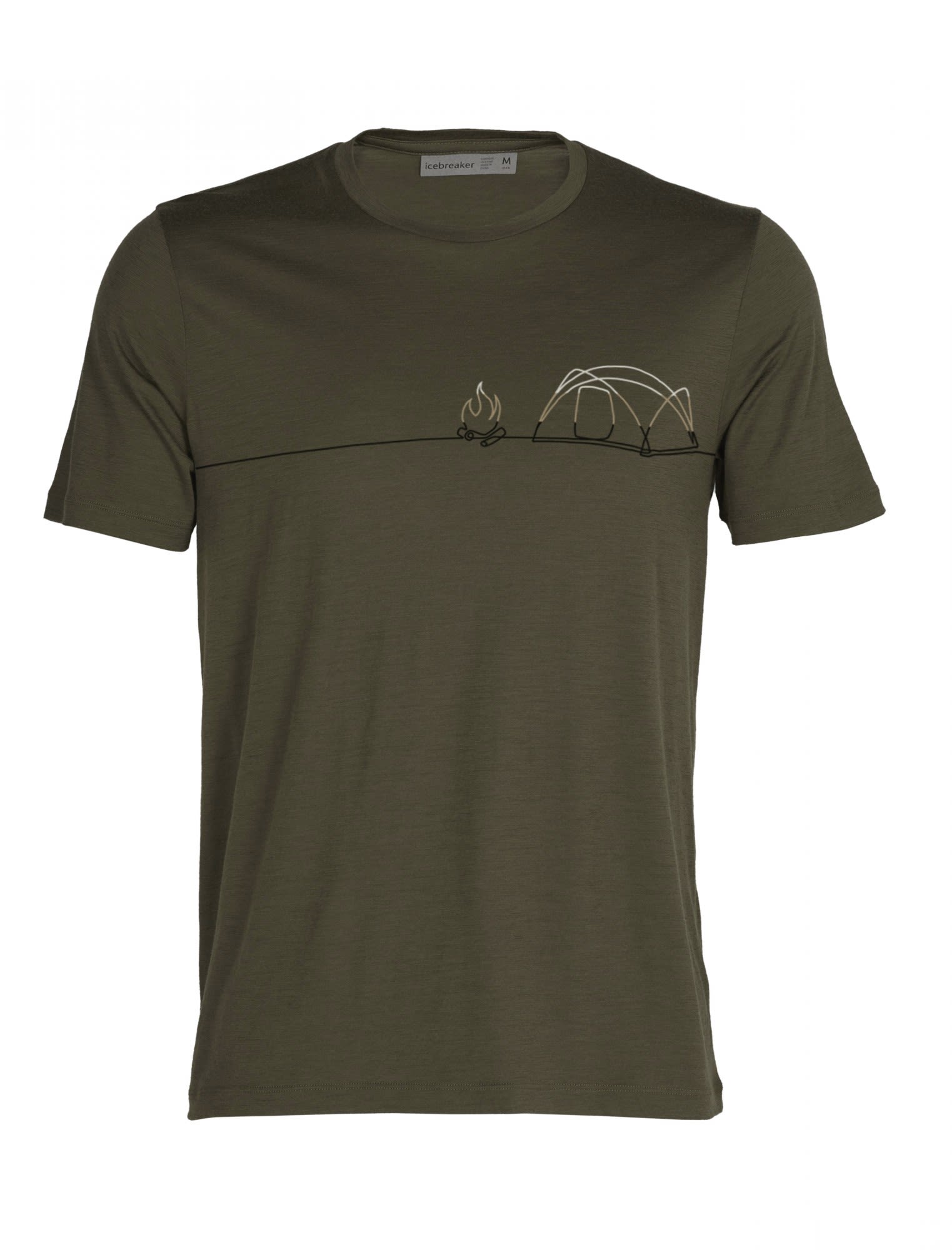 Icebreaker Tech Lite II Short-Sleeve Tee Single Line Camp Grn- Male Merino Kurzarm-Shirts- Grsse S - Farbe Loden