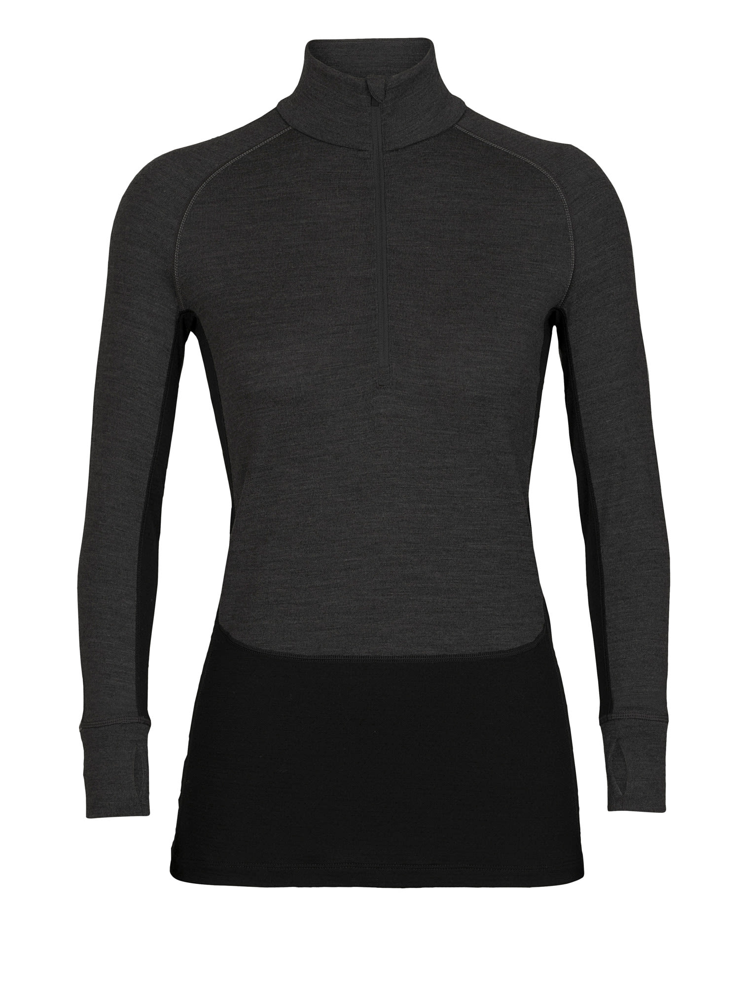 Icebreaker Zoneknit 260 Long-Sleeve Half Zip Grau- Female Merino Langarm-Shirts- Grsse S - Farbe Jet Hthr - Black - Metro Hthr - CB
